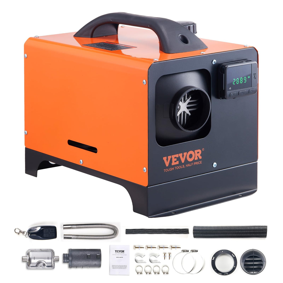 Vevor Diesel Air Heater Combo, 8Kw 12V Unit, Quick Warm-Up, Includes Black Lcd & Remote For Easy Control In Rvs, Trucks, Boats,