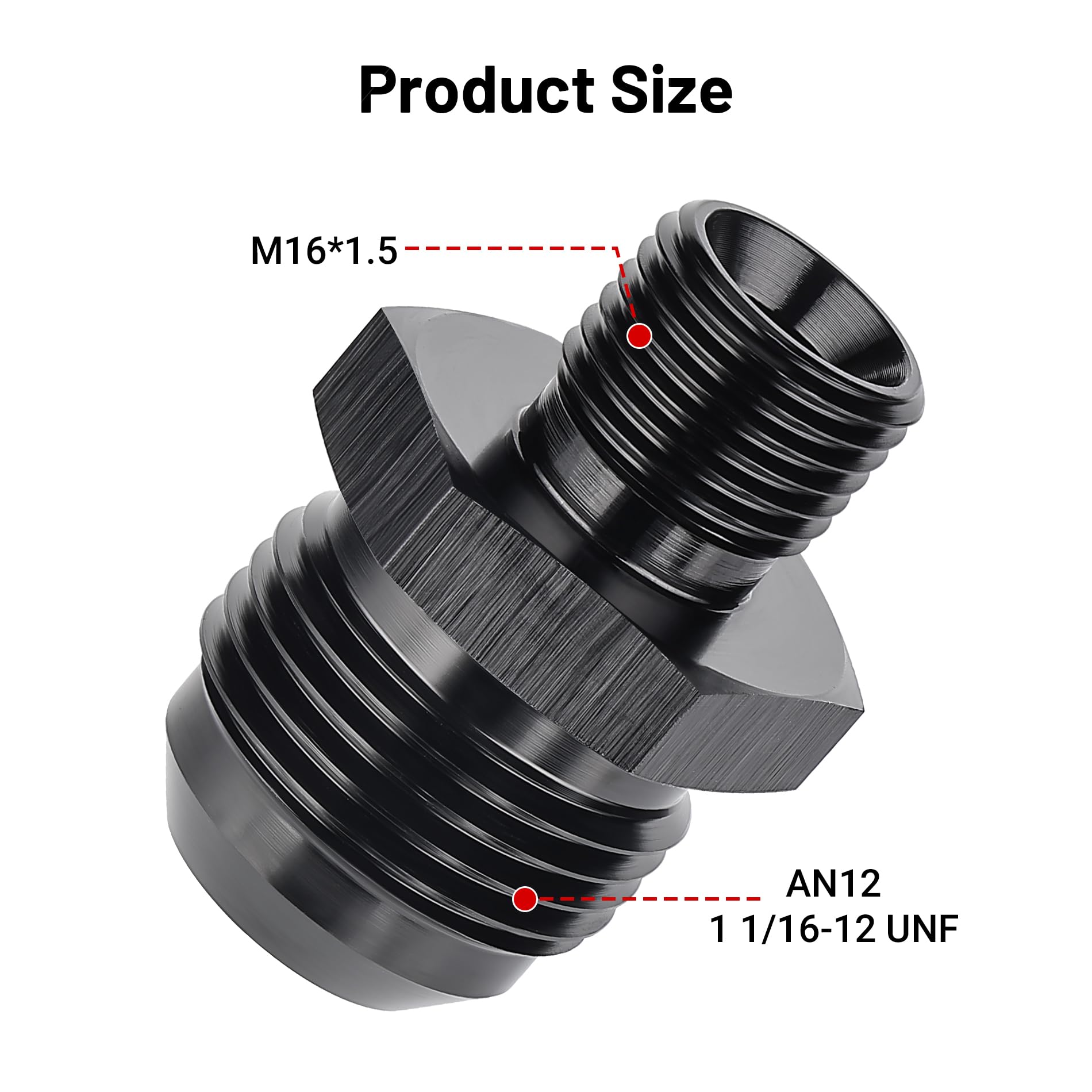 Evil Energy 12An Male Flare To M16 X 1.5Mm Male Metric Fitting Adapter Aluminium Alloy 2Pcs