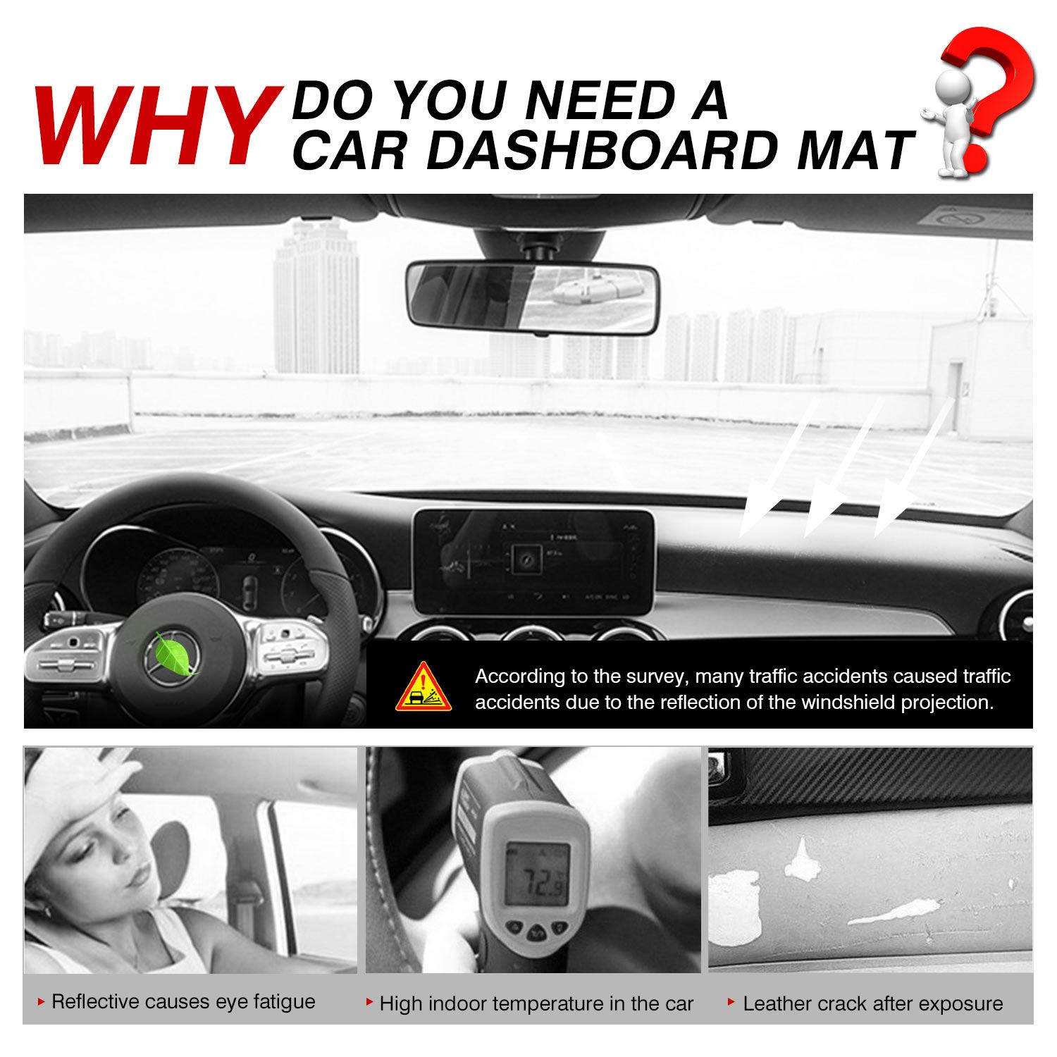 Cartist Suede Dash Mat for Mercedes Benz GLC 2016-2021 2022 Dash Cover Nonslip Dashboard Mat Protector Sunshade No Glare