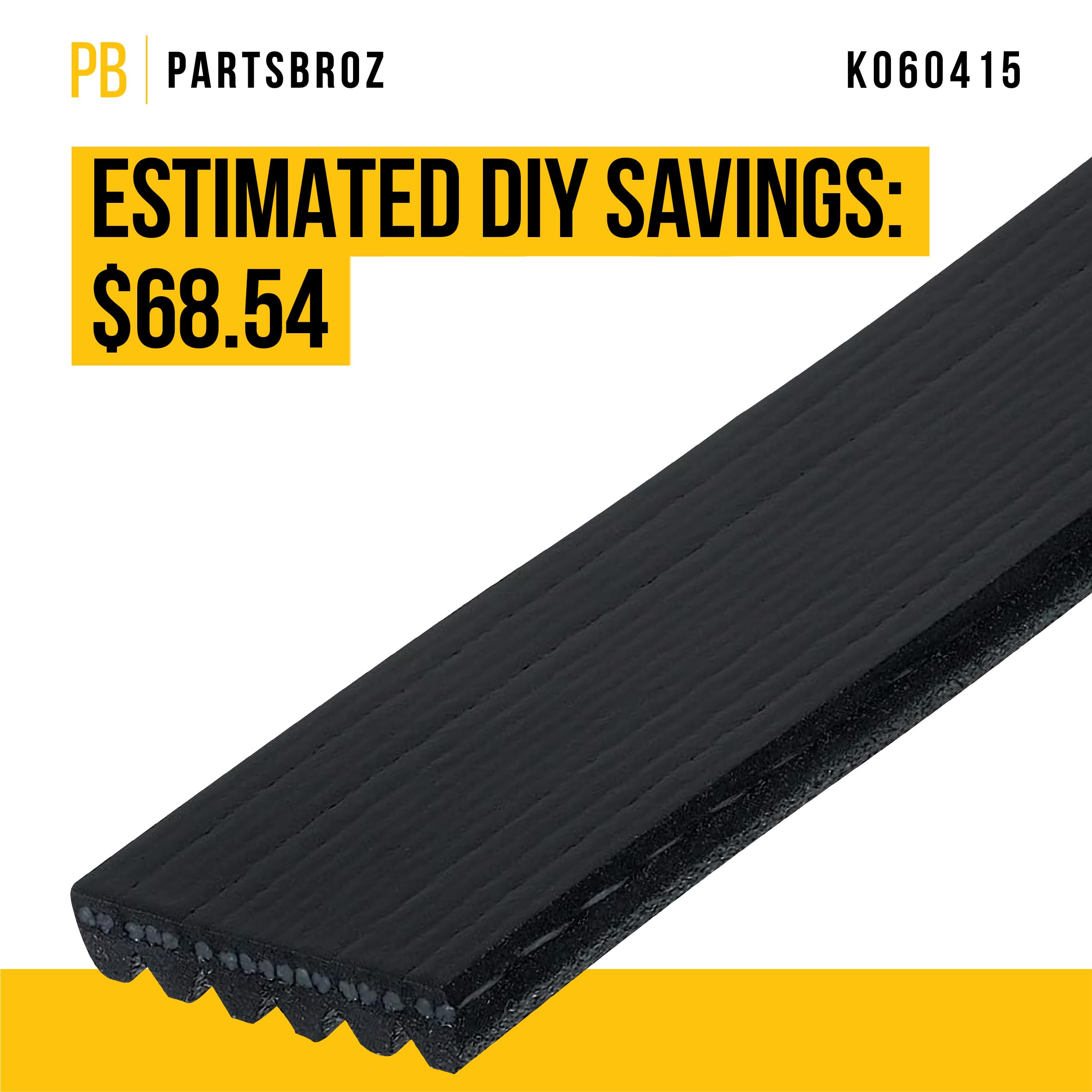 Partsbroz K060415 Micro-V Serpentine Drive Belt - Compatible With Gates Dayco Bando Acdelco Goodyear Continental Masterpro - Rep