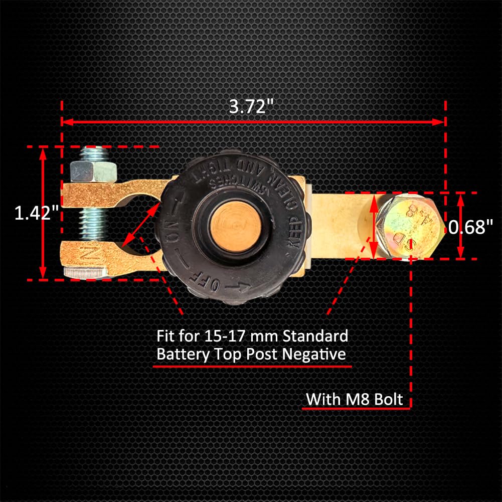 Ampper Top Post Battery Disconnect Switch, Battery Master Switch Isolator W/ M8 Top Bolt For Power Disconnect Cut Off (2 Pack)