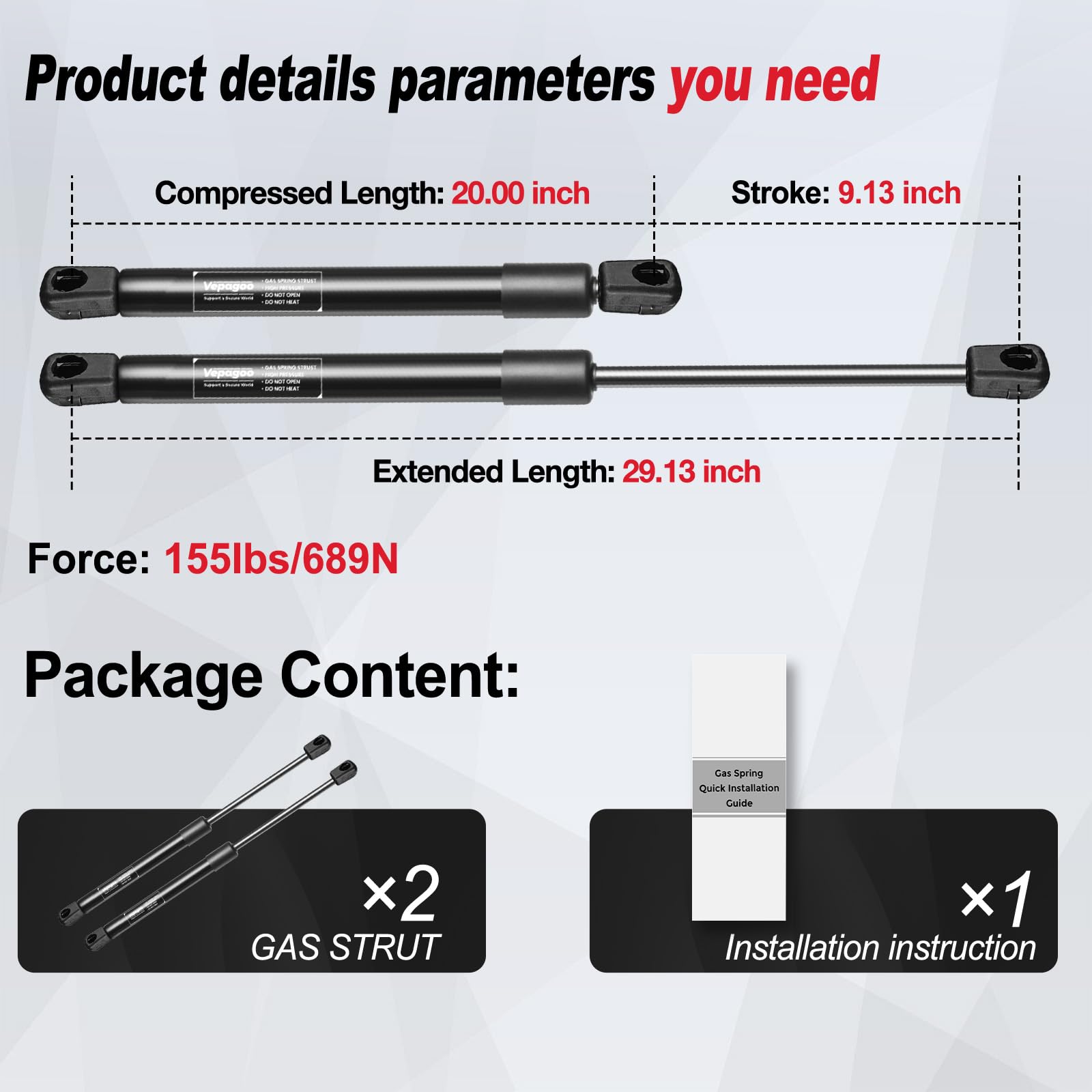 Vepagoo Pm3031 Trunk Rear Hatch Hatchback Struts For 2011-2013 Jeep Grand Cherokee Gas Shocks Lift Support - Sport Utility 4-Doo
