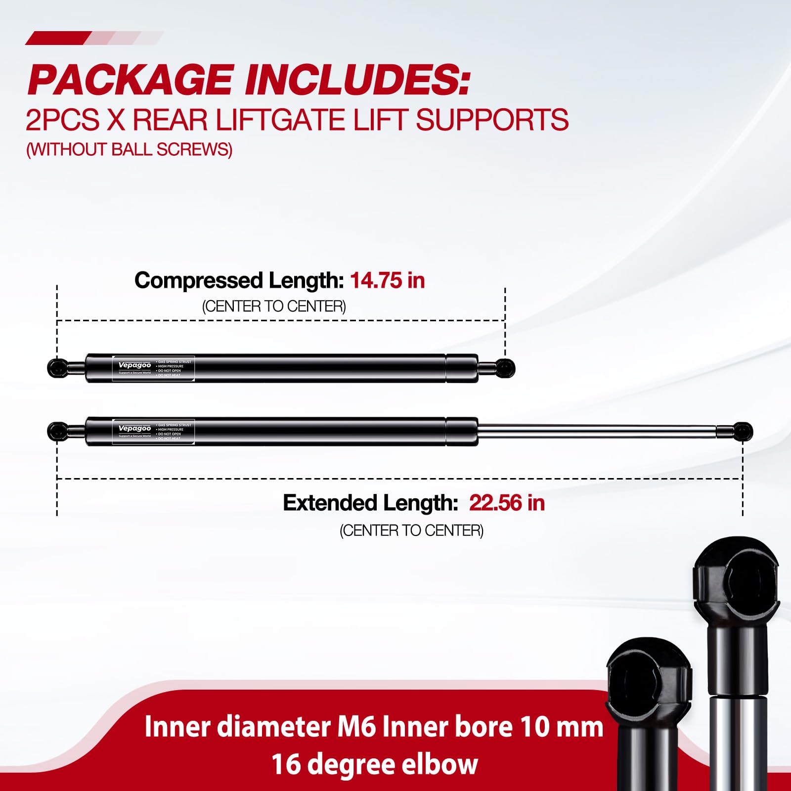 Vepagoo Pm3739 Rear Hatch Struts Compatible With 2016 2017 2018 Honda Hr-V Shocks Liftgate Supports Sport Utility 4-Door Liftgat