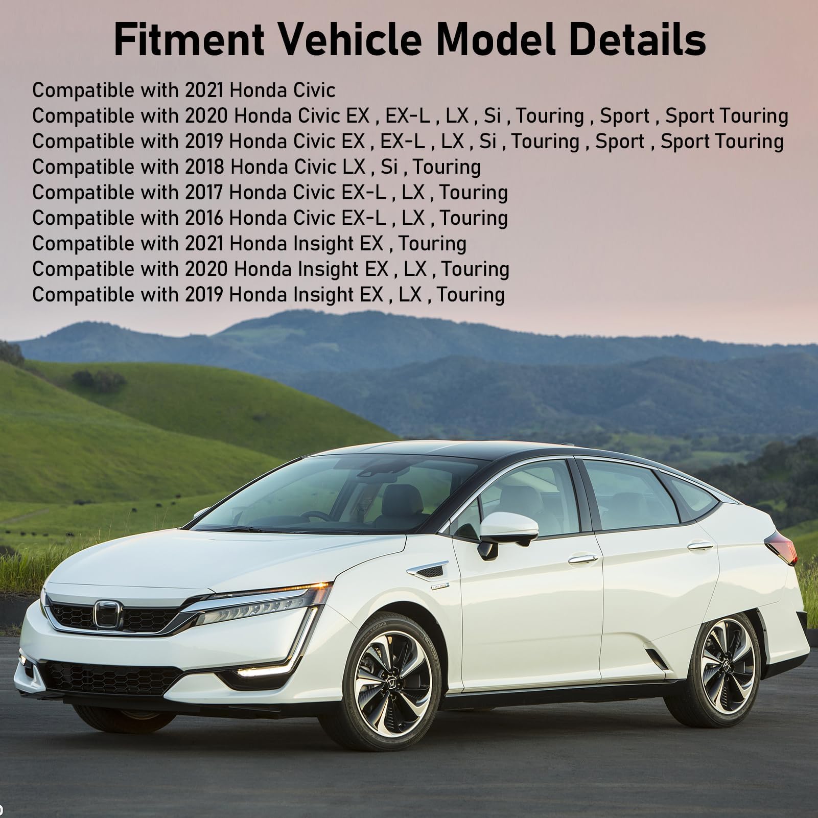 Moonlinks Compatible With 2016-2021 Honda Civic Side Mirror Cover Replacement,Platinum White Pearl Lh & Rh Side Door Rearview Mi