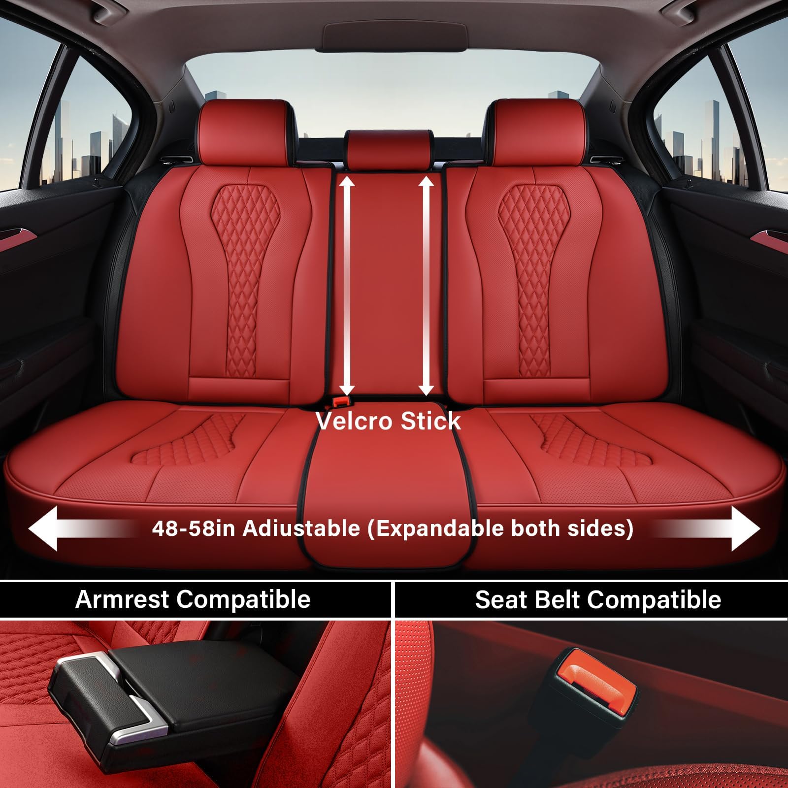 Coverado Leather Seat Covers Full Set, 5 Seats Universal Waterproof Luxury Leatherette Cushions For Cars, Front And Rear Seat Pr