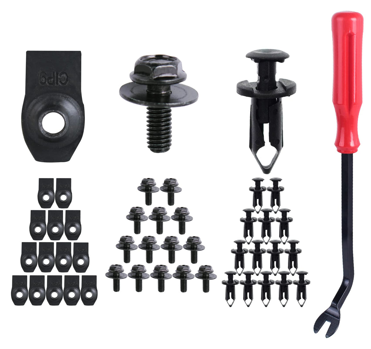 Xislet 45PCS Universal Use Engine Under Cover Splash Shield Guard Body Bolts Bumper Fender Liner Push Retainer Fastener Rivet Clips Compatible with Most Brand of Vehicles