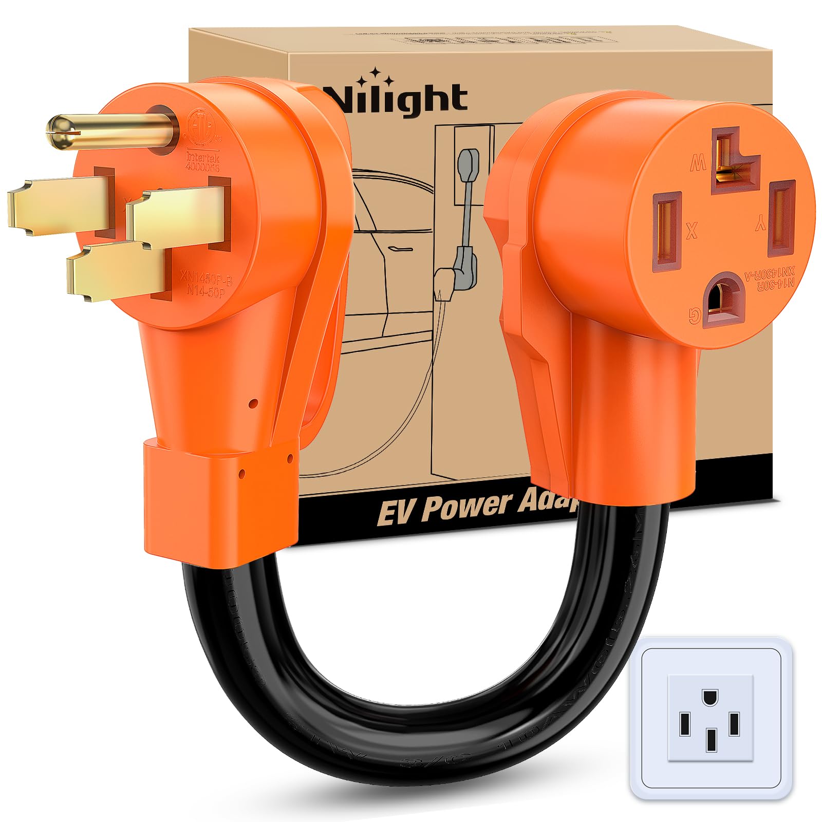 Nilight Ev Dryer Charger Adapter Cord 50Amp To 30Amp 4 Prong Pure Copper 125V/250V Outlet To Plug Conversion Heavy Duty 10 Gauge