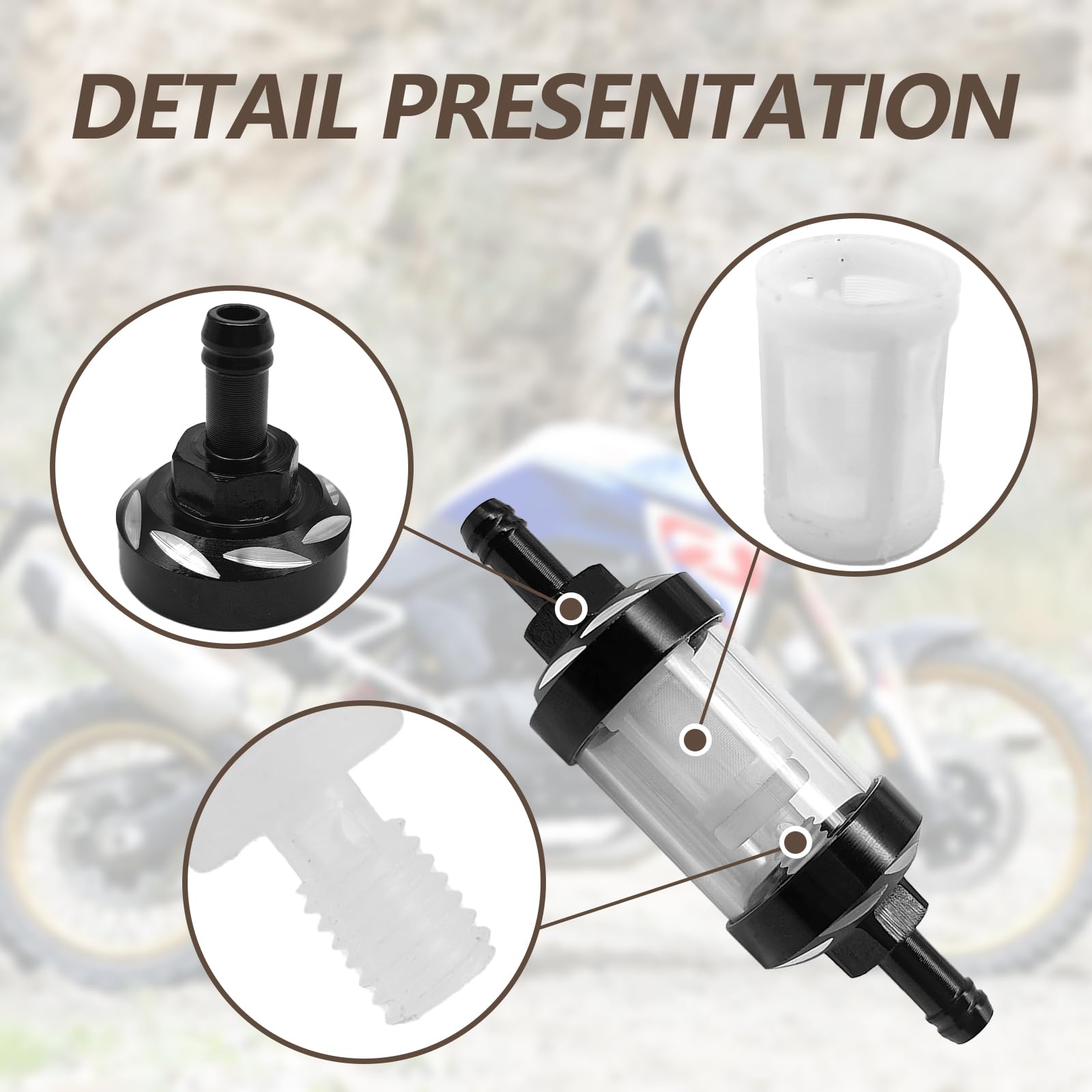 Icyhaws Automotive Fuel Filter, Detachable Washable Metal Glass Vehicle Inline Waterproof Fuel Filters 1.1'' X 3.46'' X 0.31'' U