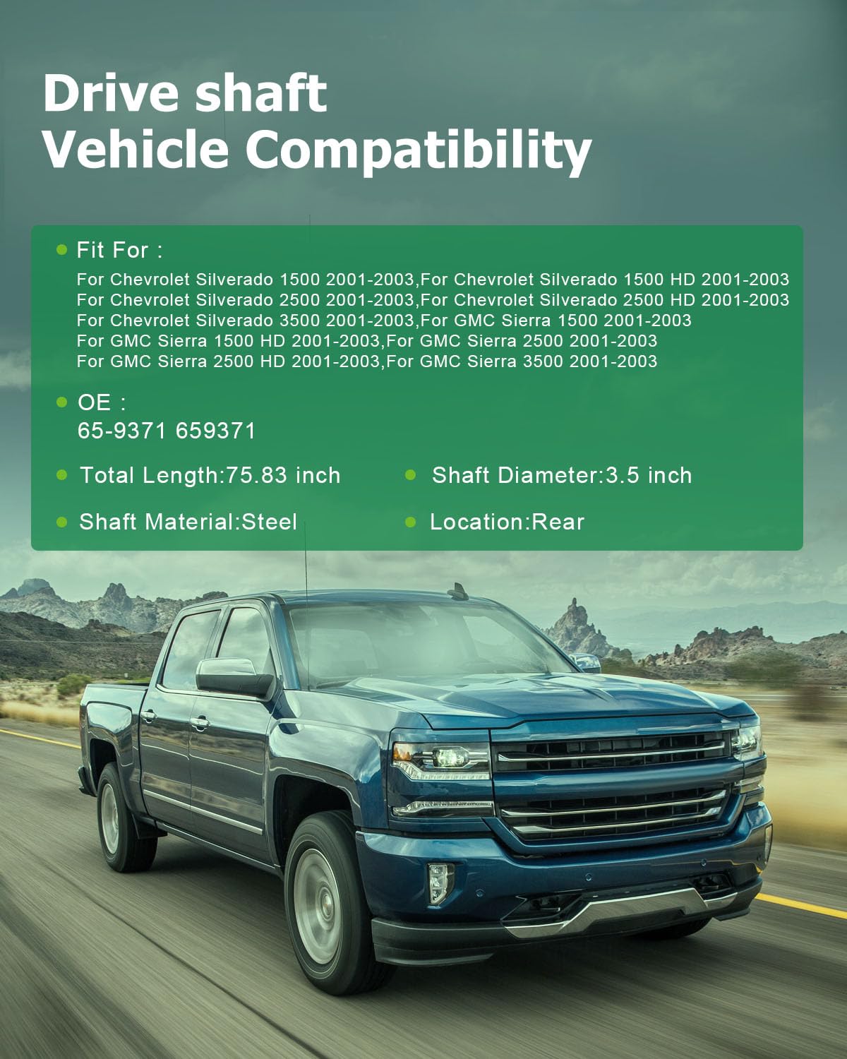Scitoo 75.83'' Rear Drive Shaft Assembly Propeller Shaft Compatible For Chevy Silverado 1500 1500 Hd 2500 2500 Hd 3500 For Gmc S