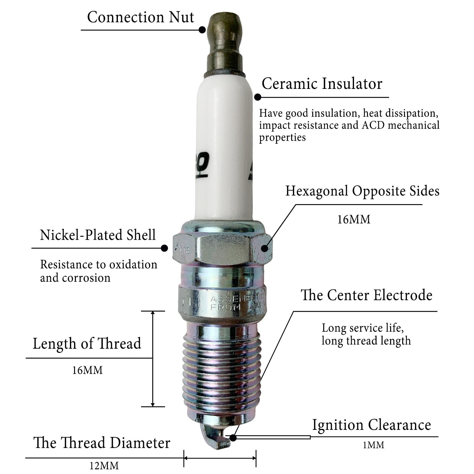 41-962 41962 19299585 Spark Plugs 9748Hh 88862385 Spark Plug Wires Set 8-Cyl Black For 1999-2012 Ca-Dillac Ch-Evrolet Silvera-Do Gmc Hum-Mer H2 Ls2 Ls3 Ls4 Ls7 Engines 4.8L 5.3L 6.0L(Pack Of 16)