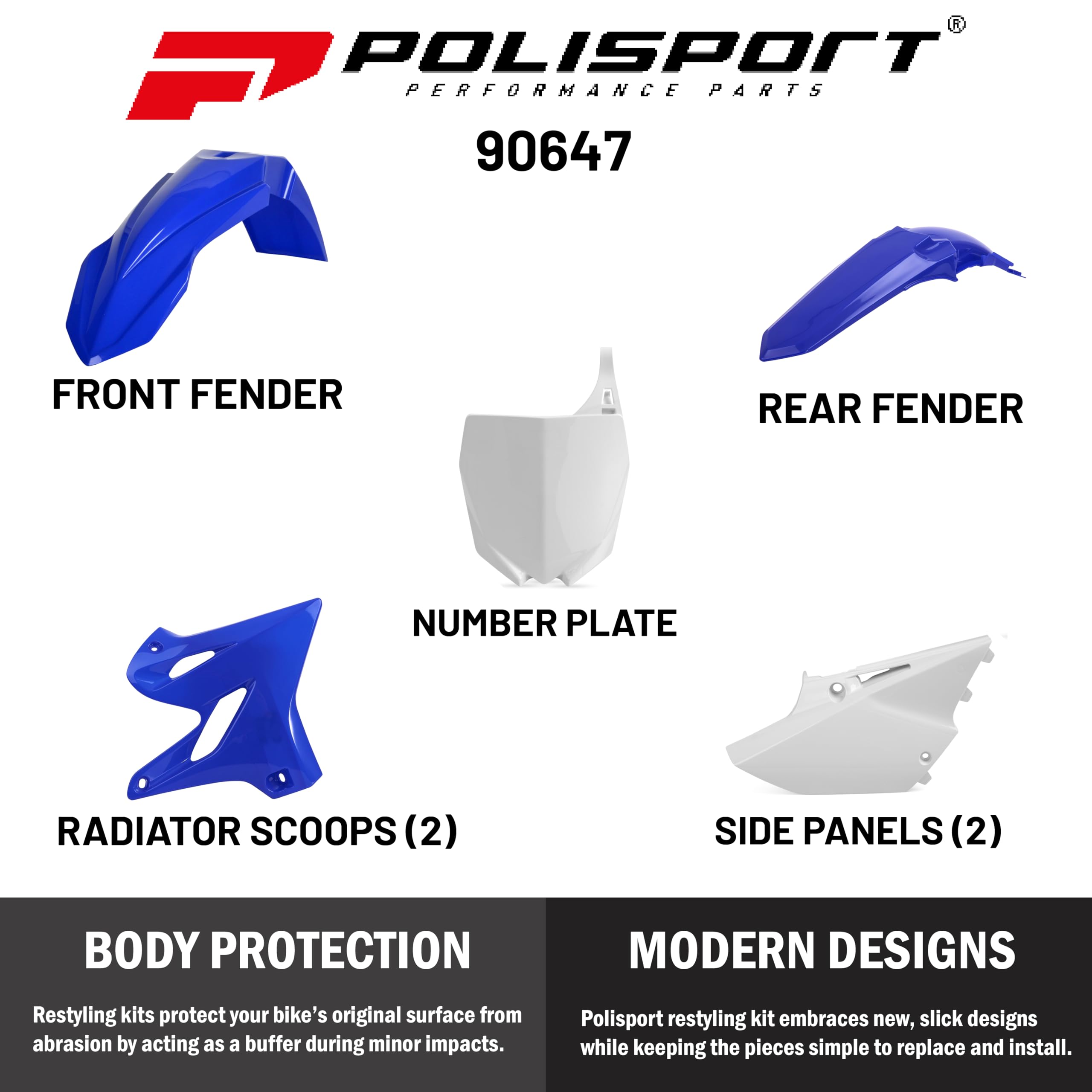 Polisport Full Plastic Kit for Yamaha YZ 125/250 (2015-20) OEM Quality Restyling Kit with Superior Fit, Flexibility, and Durabil