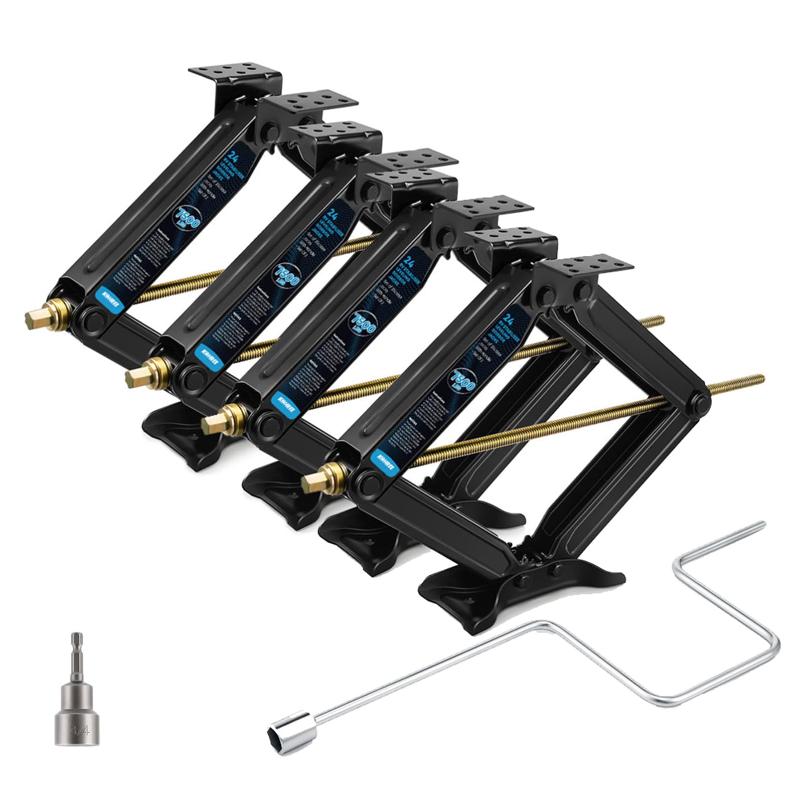 [Upgrade] Kohree 7500Lbs Rv Stabilizer Leveling Scissor Jacks 24'' For Travel Trailer Camper, Set Of 4, Heavy Duty Rv Stabilizer