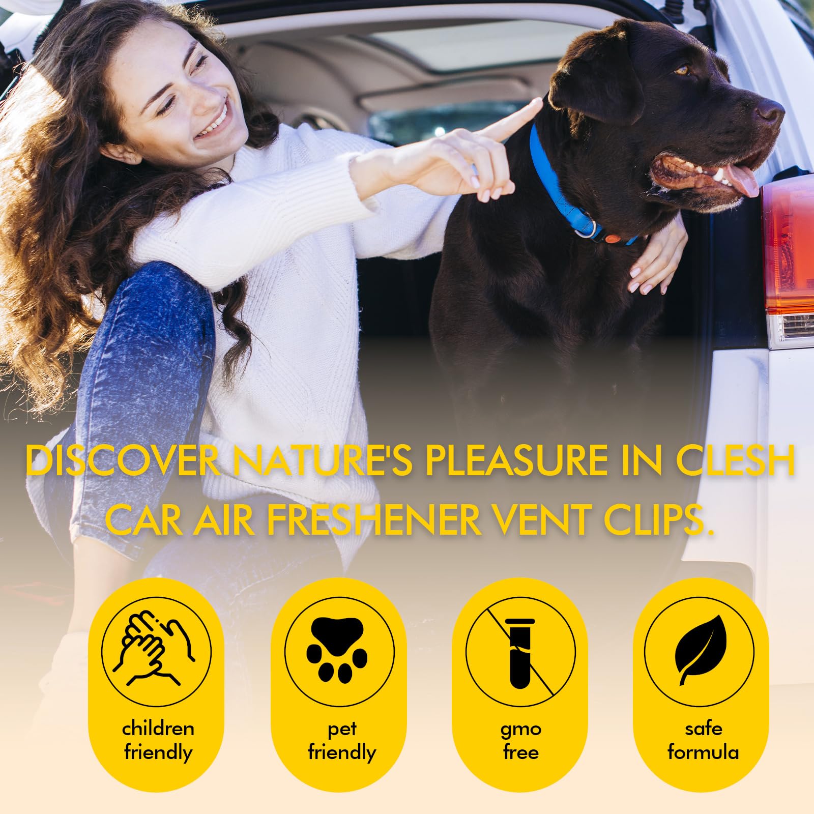 Car Air Fresheners, 6 Pack, Citrus, Car Fresheners Vent Clips, Long Lasting Air Freshener For Car, Car Refresher For Men Women