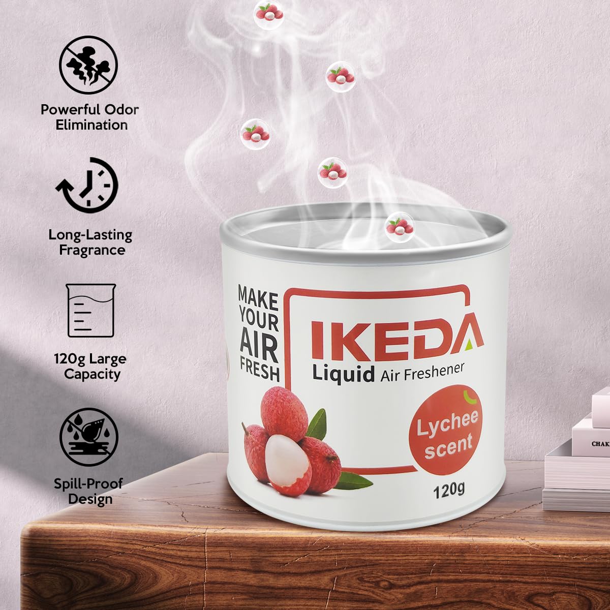 Ikeda Scents Car Air Freshener: lychee Scent Scent Liquid Cans | Odor Elimination | Smoke Smell Remover | Strong Long-Lasting Fr