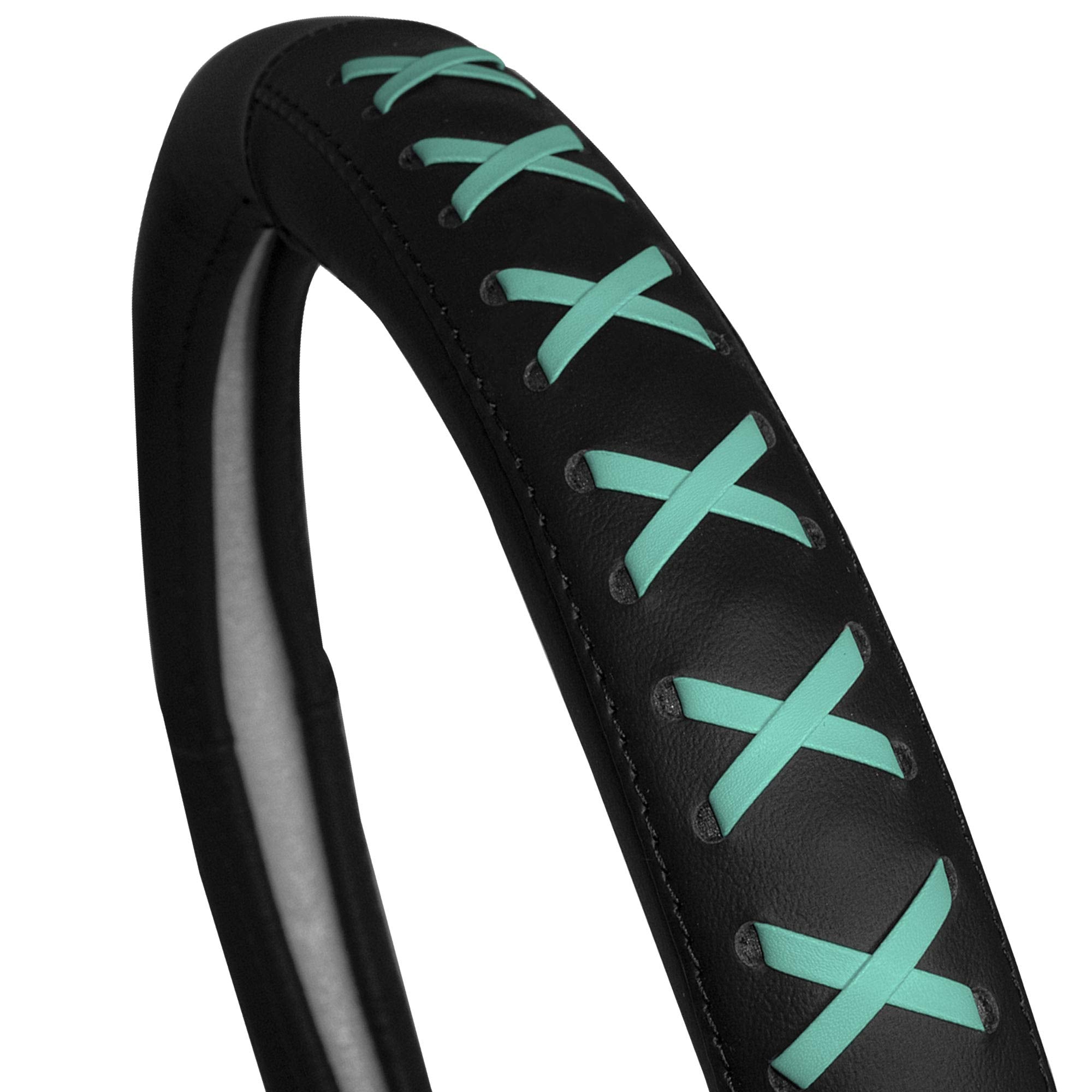 Fh Group Universal Fit 15 Inch Genuine Leather With Lace-Up Detailing Steering Wheel Cover Fits Most Cars, Suvs Mint