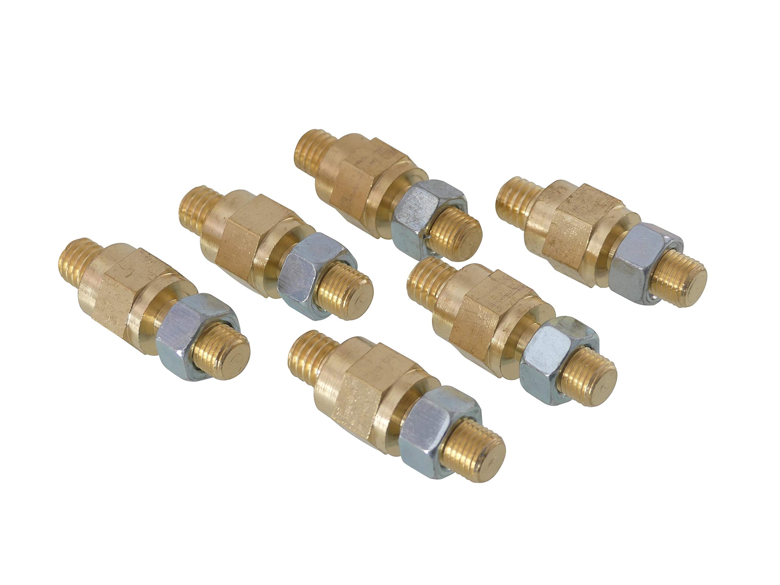 Tech Team #00800 Brass Side Post Battery Terminals, Solid Brass, 3/8-16 Thread, Long Stud, 6 Pack