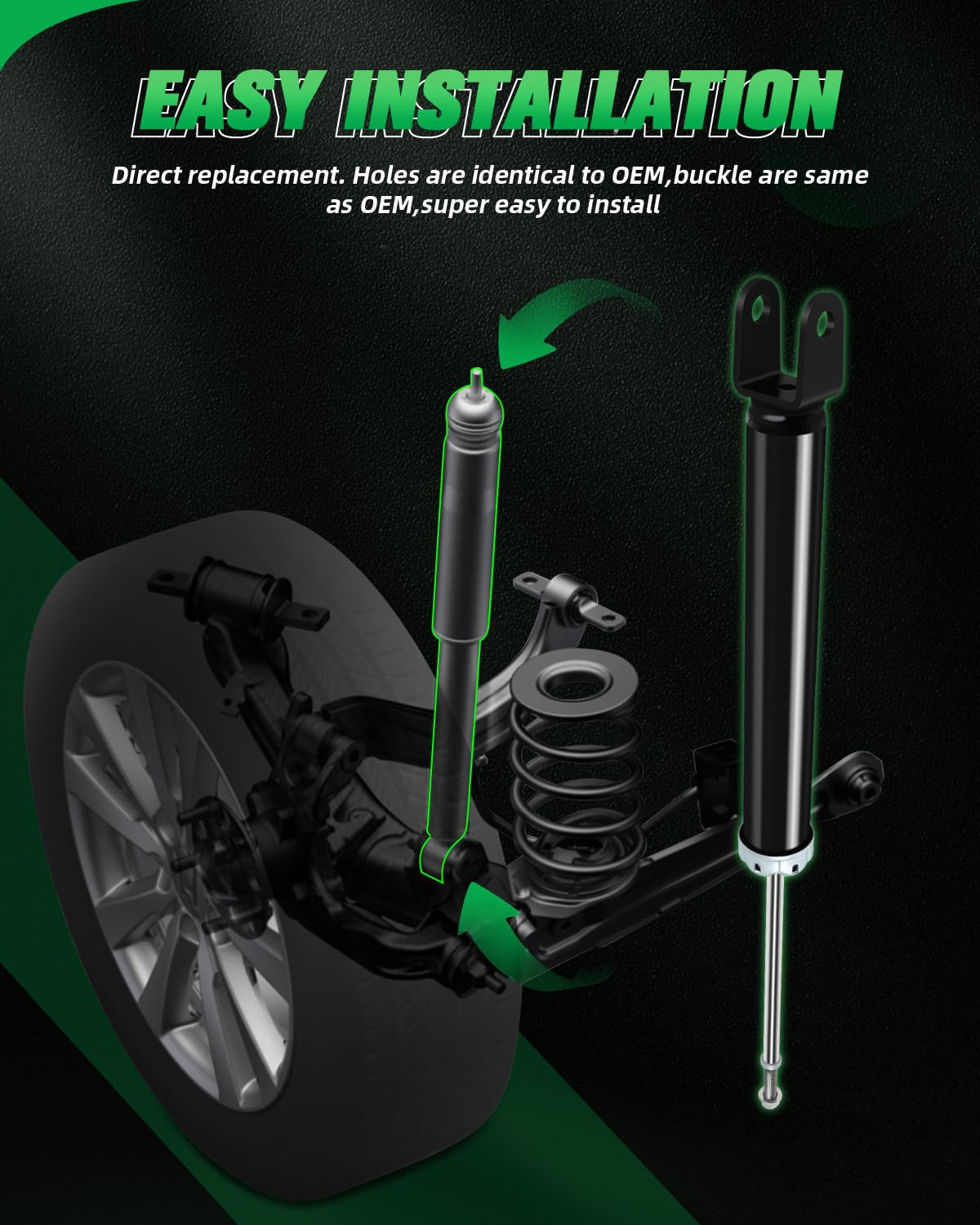 Scitoo - Rear Shock Absorbers Fits 2012-2017 For Hyundai Azera,2013-2014 For Hyundai Sonata,10-15 For Hyundai Tucson,14-16 For K