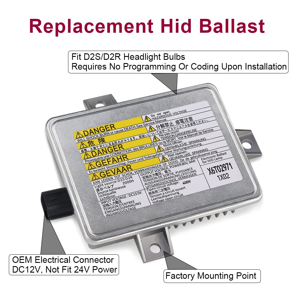 Wmphe Hid Headlight Ballast Compatible With Acura Tl Acura Tsx Honda S2000 Mazda 3 Replacement For X6T02981 W3T10471 X6T02971 33119-S0K-A10 Xenon Hid Ballast Headlight Control Unit Module (2 Pcs)