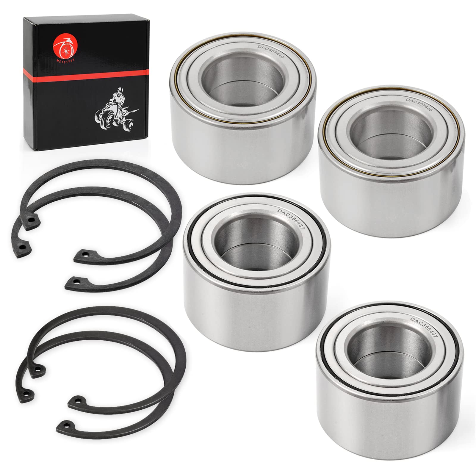 Front & Rear Wheel Bearings Ring Clip For Polaris Sportsman 400 450 500 600 700 2X 3514634 35 * 64 * 37Mm 2X 3514635 40X74X40Mm