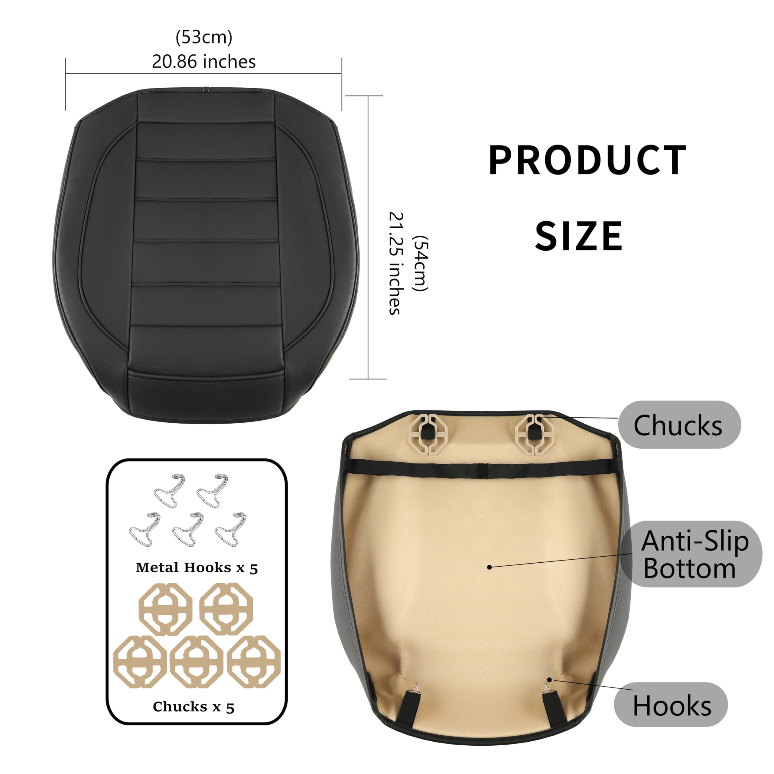 Vankerful 2 Pack Leather Front Car Seat Covers,Bottom Seat Covers for Cars,Driver Car Seat Cover,Luxury Seat Protectors,Waterpro