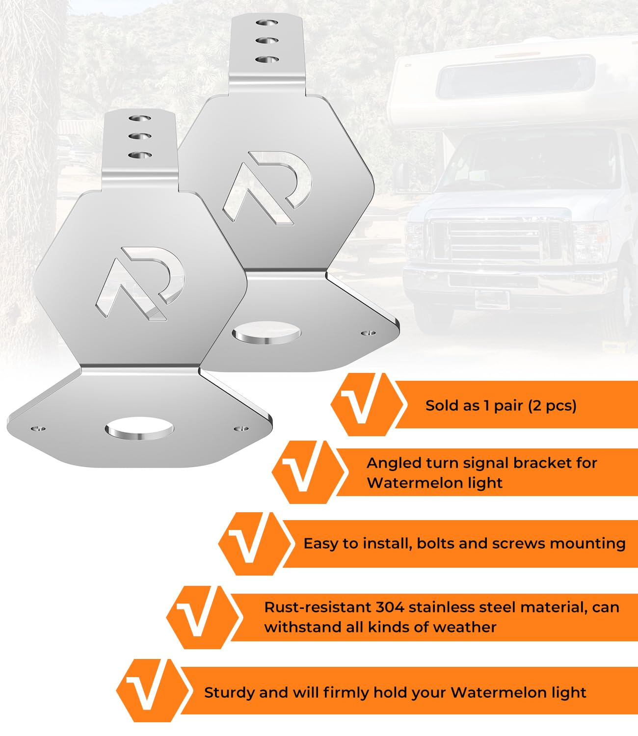 Mirror Turn Signal Bracket Universal Fits For Watermelon Light Turn Signal Mounting Bracket Angled Turn Signal Holder Stainless