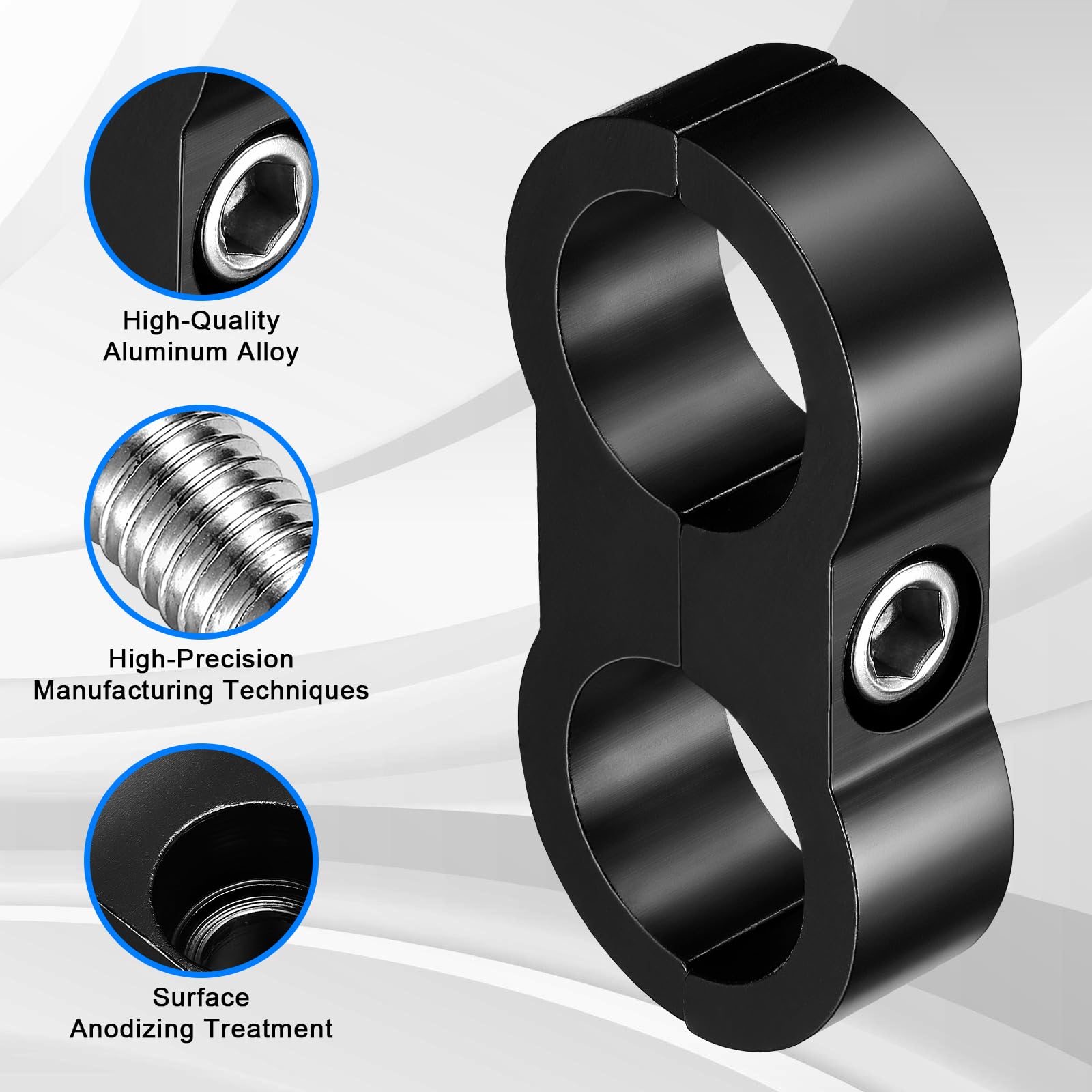 -10An Hose Separator Clamp - Fuel Line Mounting Clamps,Aluminum Hose Fitting Adapter, Great For 5/8 Fuel Hose, Oil Line, Brake Line, Water Pipe And Gas Line,4Pcs/Pack,Black