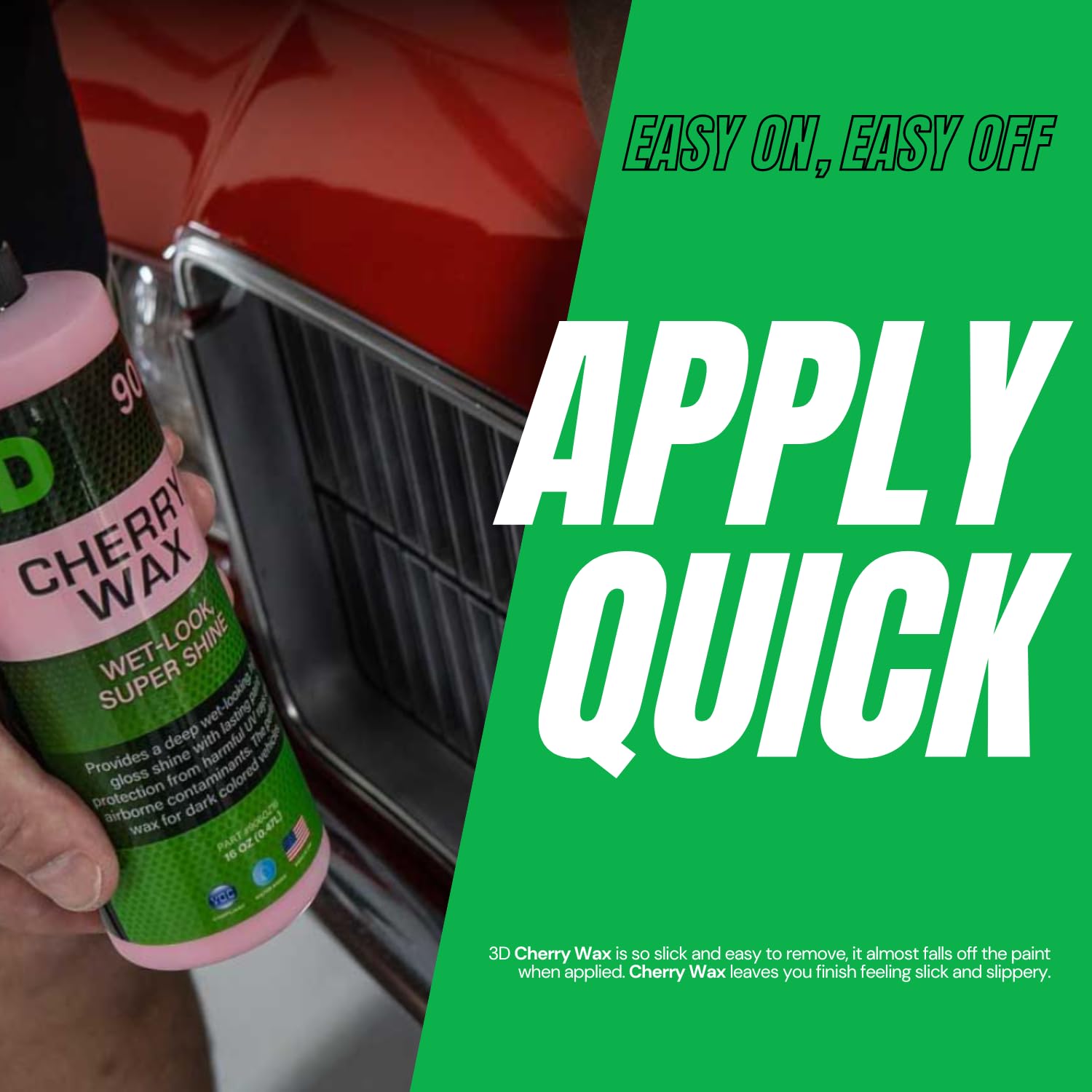 3D Cherry Wax - Liquid Carnauba Show Car Wax With Synthetic Polymers | Deep Gloss Finish | Easy Wipe-Off | Slick Shine | Fast Ap