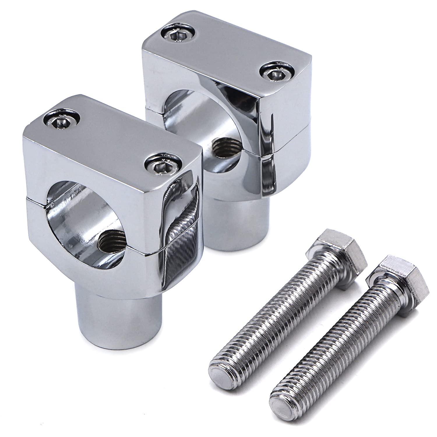 HongK- Chrome 1.25'' Motorcycle 31.25mm Handlebar Riser Clamp Compatible with H-D Cruisers Choppers [P/N: MT030-008-1.25'']