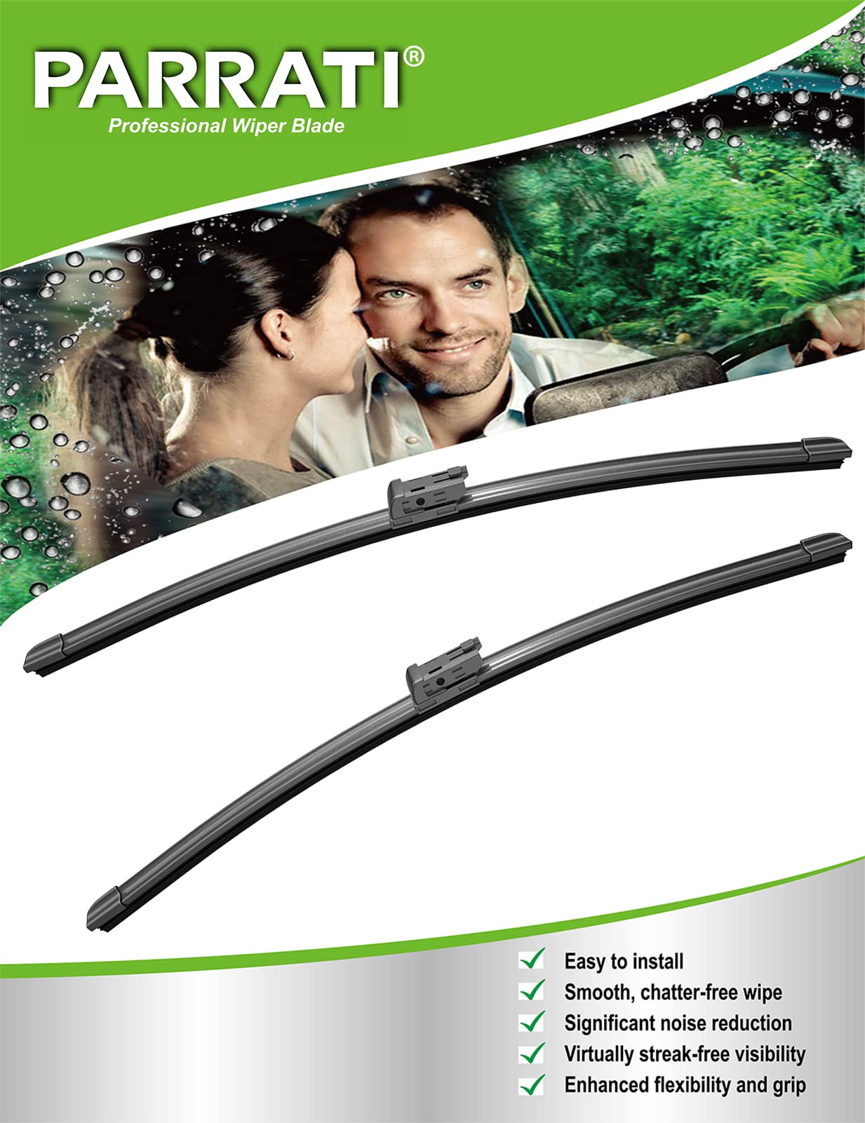 Parrati High Performance Premium All-Season Automotive Windshield Wipers With Rear Wiper Blades Replacement For 2017-2023 Audi Q