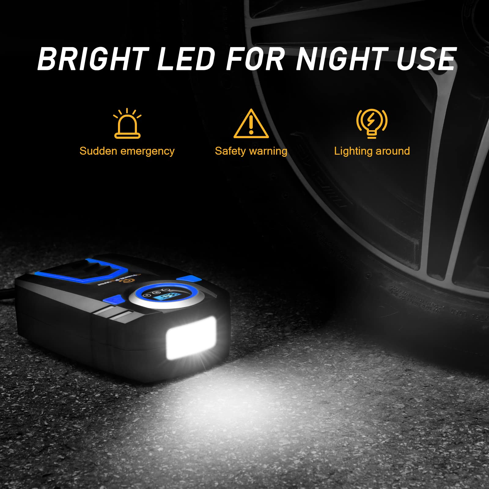 C P Chantpower Air Compressor Tire Inflator,12V Dc Car Tire Pump With Digital Pressure Gauge, 150Psi With Car Power Adaptor, Auto Shut Off For Car Tires, Bicycles And Other Inflatables (2-Blue)