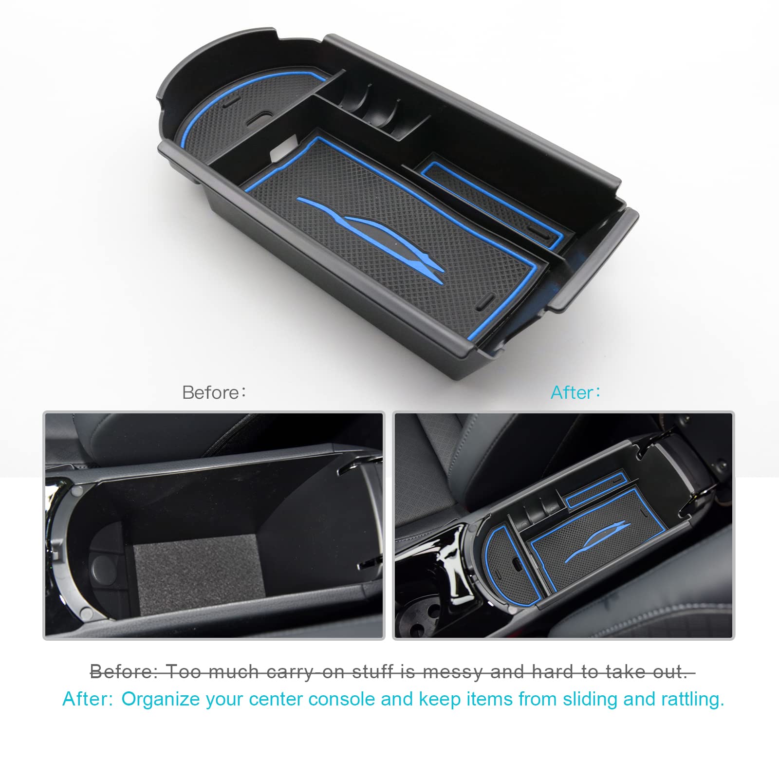 Cdefg Center Console Accessory Organizer Compatible With 2018 2019 2020 2021 2022 Chr C-Hr, Abs Material Armrest Box Insert Tray (Blue)