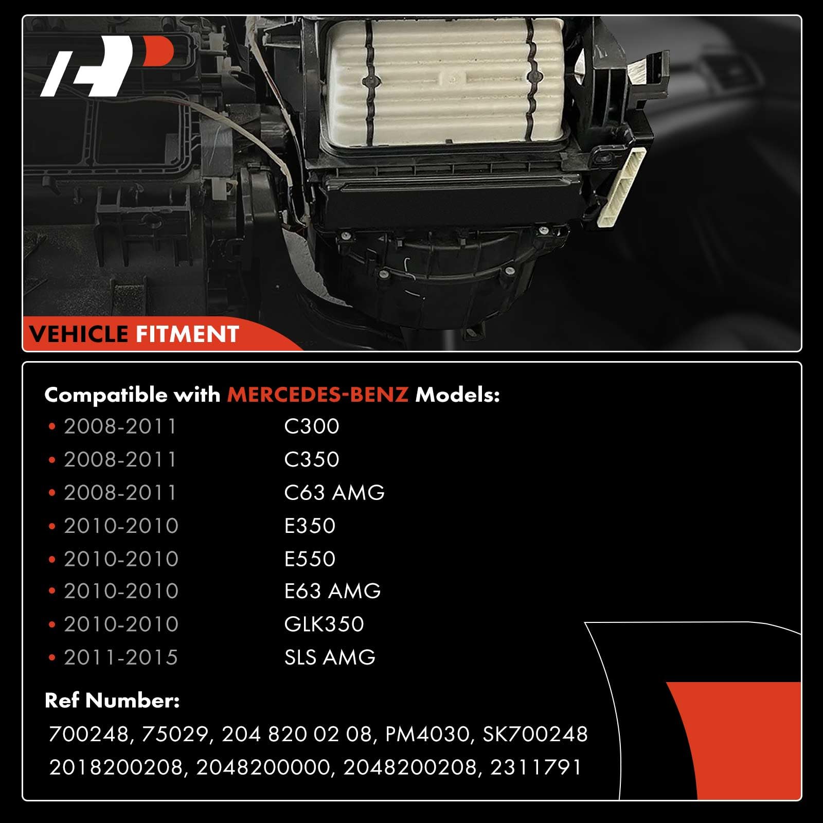 A-Premium HVAC Heater Blower Motor Assembly Compatible with Mercedes-Benz Vehicles - C230, C250, C300, C350, C63 AMG, E300, E350