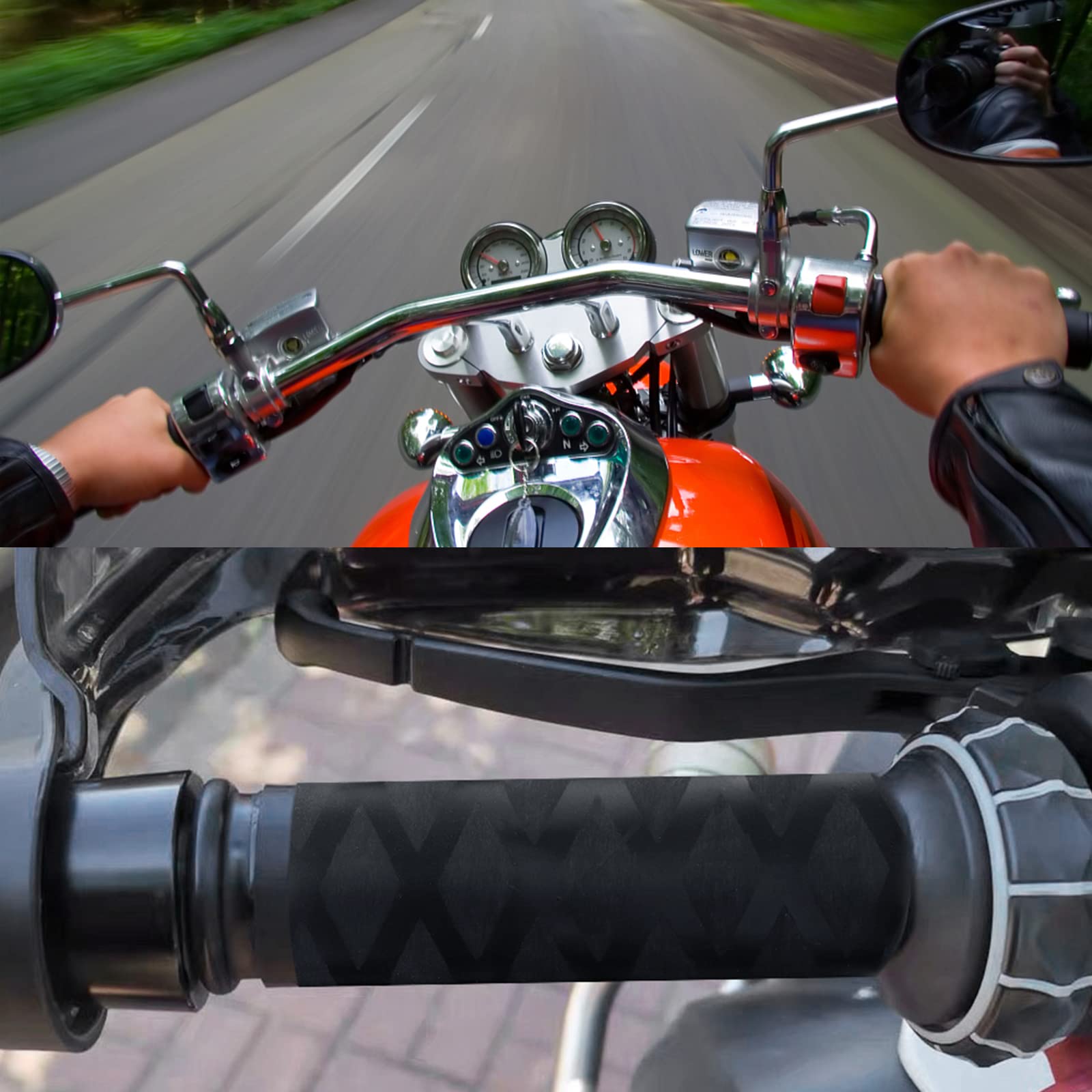 Non-Slip Heat Shrink Motorbike Grips Sleeve,Easily Solve Aging Aticky Hands,Compatible For Ducati Honda Yamaha Triumph Suzuki Kawasaki Dirt Bike Atv Handles Grips,Heating Handlebar Grips(Mesh Texture)