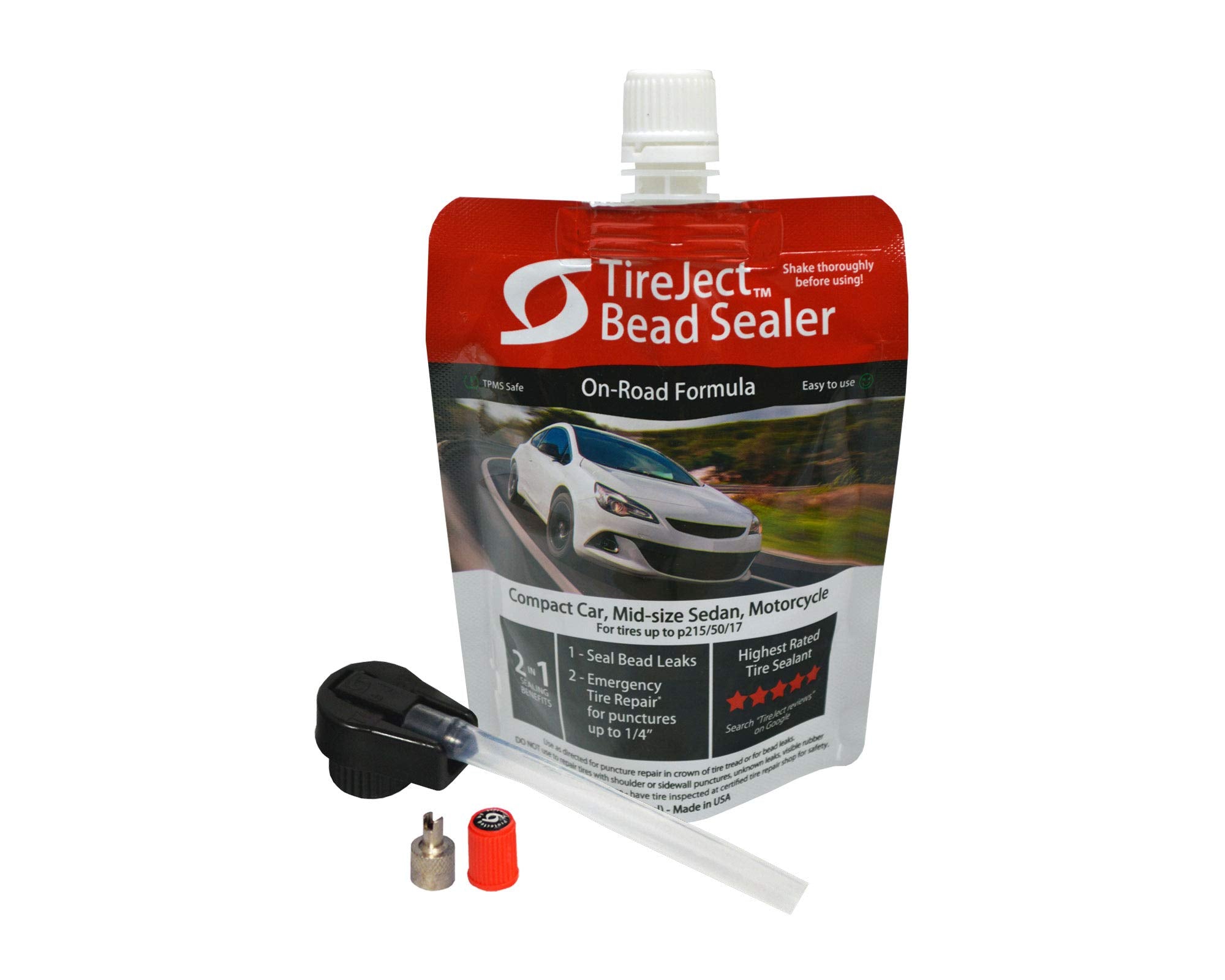 Tireject Automotive Compact Car 2-In-1 Tire Sealant & Bead Sealer Kit For Tire Repair Of Leaks And Punctures