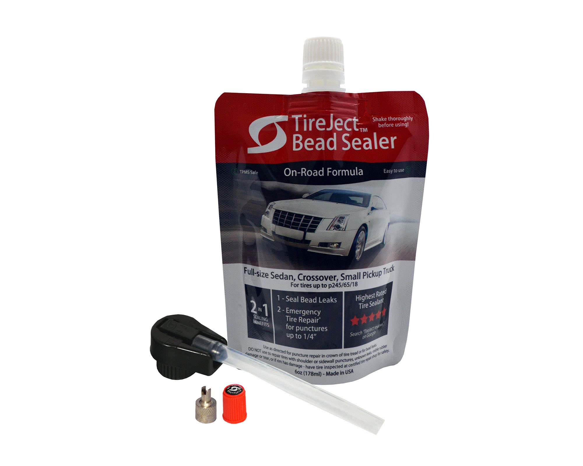 Tireject Automotive Sedan/Crossover/Truck 2-In-1 Tire Sealant & Bead Sealer Kit For Tire Repair Of Leaks And Punctures