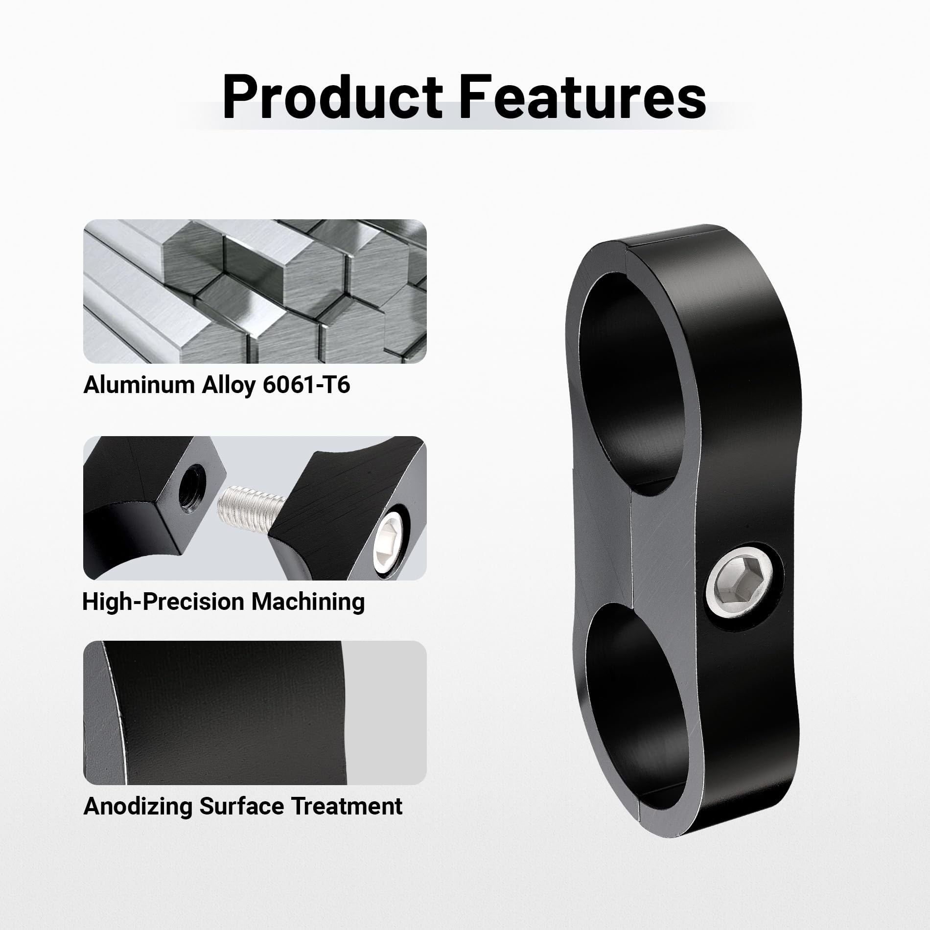 Evil Energy 12An Hose Separator Clamp, An12 Fuel Line Mounting Clamp Aluminum Black 4Pcs