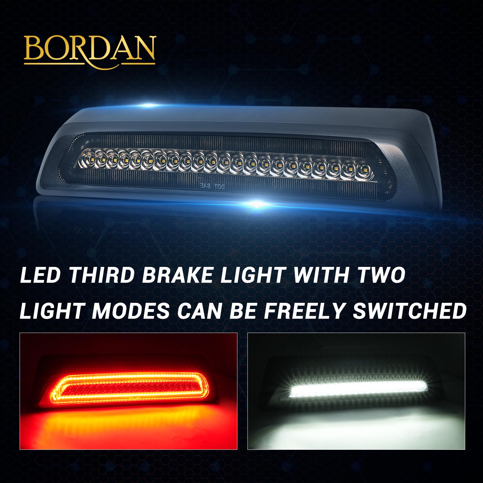 Bordan Third Brake Light Stop Lamp Fit For 2007-2020 Tundra Led 3Rd Brake Lights Rear Cargo Lamp High Mount Stop Light Smoked Le