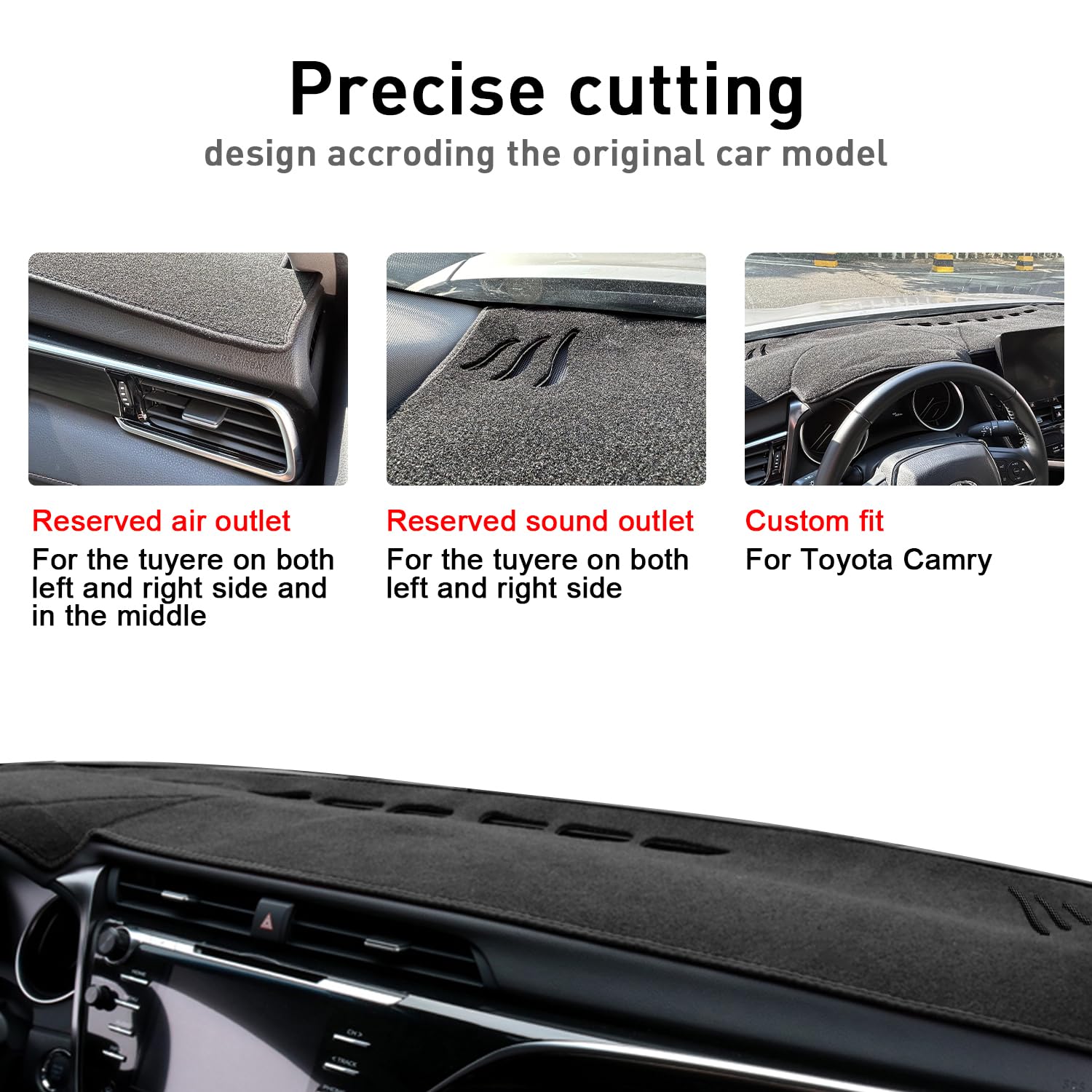 Remoch For Toyota Camry Accessories 2024 2023 2022 2021 2020 2019 2018 Dash Cover Dashboard Cover Mat Custom Fit Center Console Cover Sunshield Protector Pad(Gray)