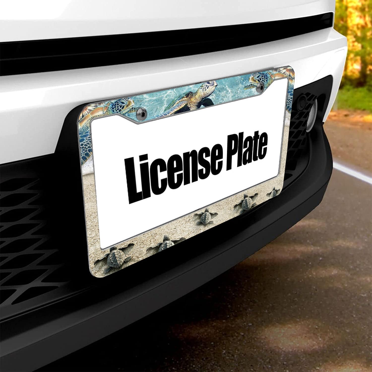 Sea Turtle License Plate Frames Beach License Plate Holder Covers Ocean Vacation Caming Hiking Car Tag With 2 Holes Screws