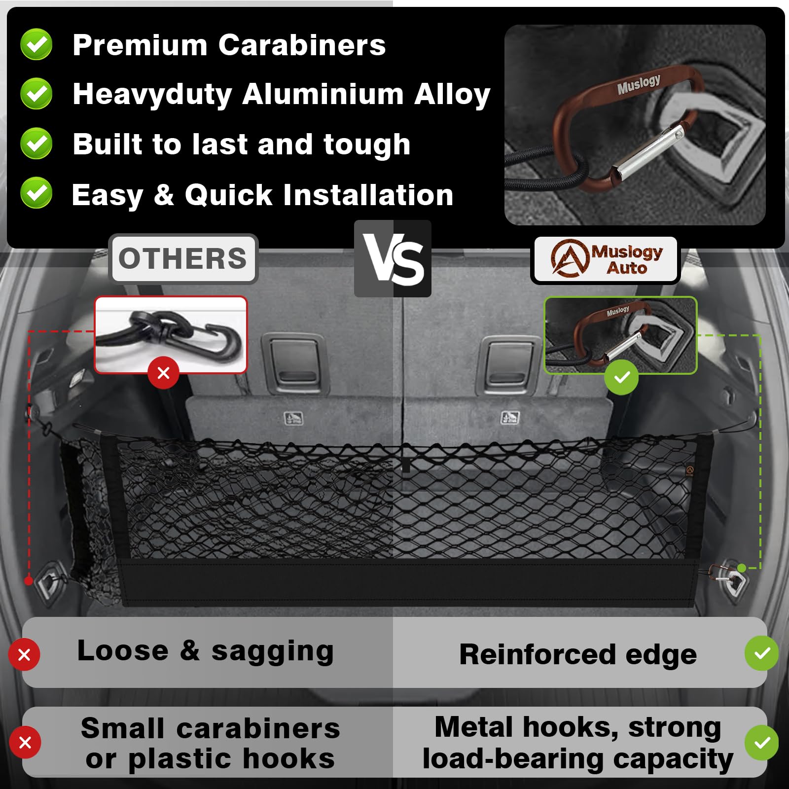Muslogy Envelope Style Trunk Cargo Net Compatible With 2021-2024 2025 Jeep Grand Cherokee L Accessories Custom Fit Trunk Organiz