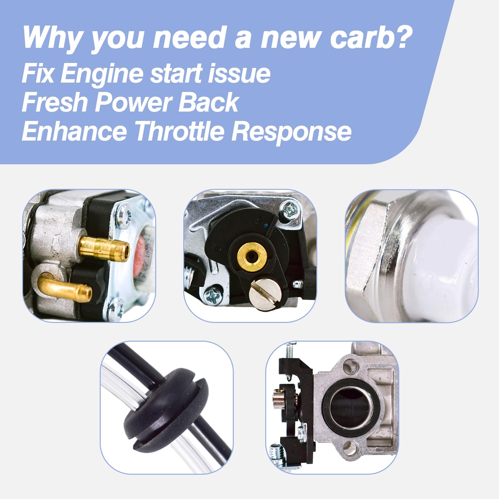 CULMKARI Carburetor Kit for 43cc-50cc 2-Stroke Engines | Fits Scooter, Dirt Bike, Go-Ped, Echo | 15mm Replacement Part