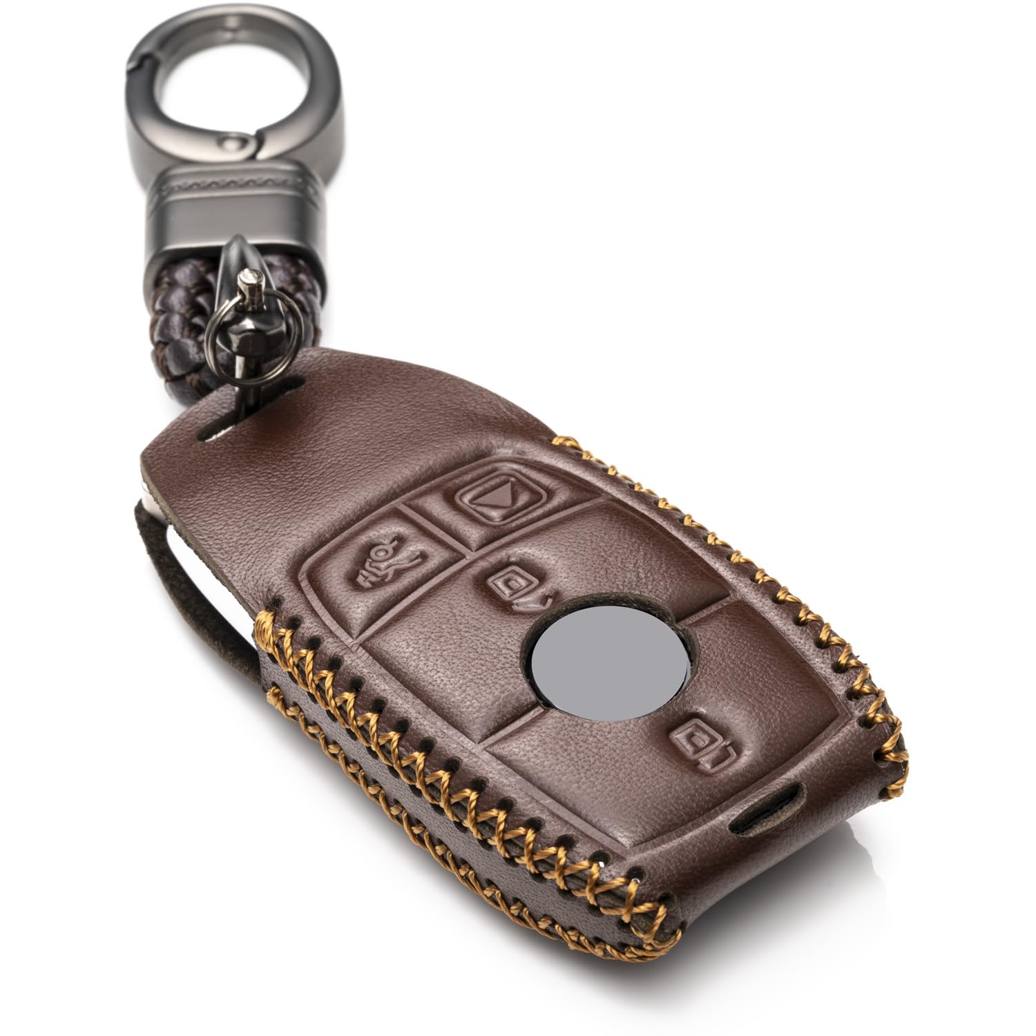 Vitodeco Genuine Leather Smart Key Fob Case With Leather Key Strap Compatible For Mercedes-Benz A, C, E, S, Cla, Cls, Gla, Glb,