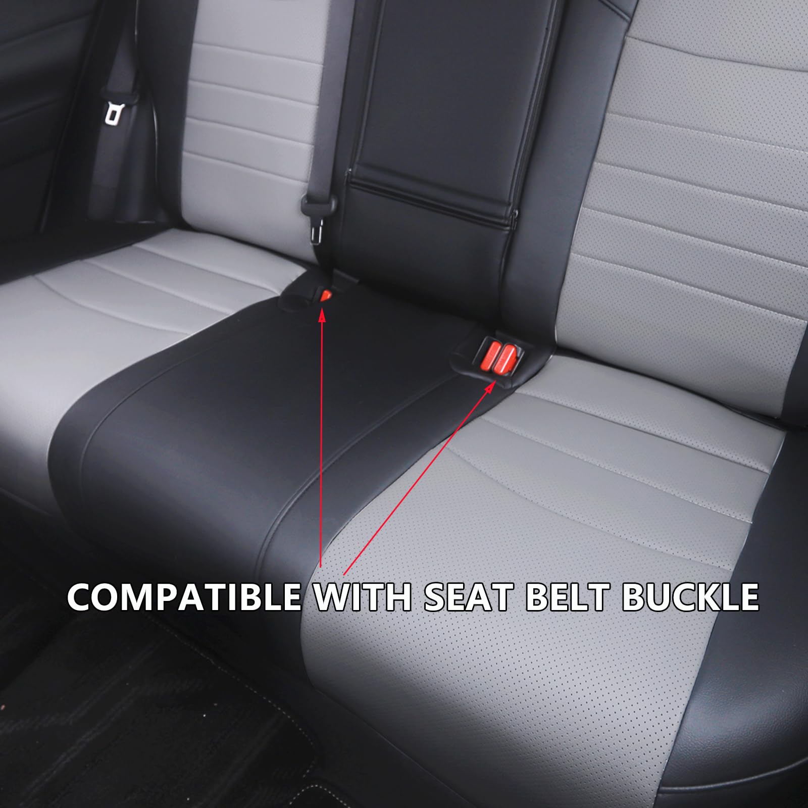 HKZ Custom Fit Corolla Car Seat Cover Full Set for Toyota Corolla 2020 2021 2022 L LE Models - Durable Faux Leather (Black+Grey)