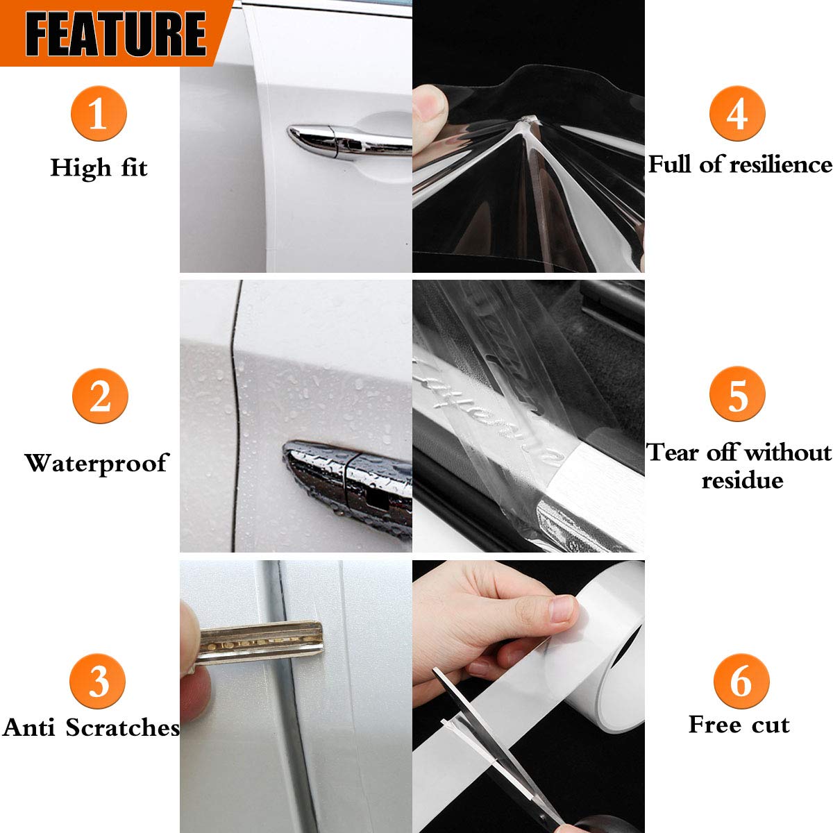 Car Door Transparent Seal Strip Door Edge Cover Guard Strips Entry Sill Guard Scuff Plate Protectors Invisible Universal Anti-Sc