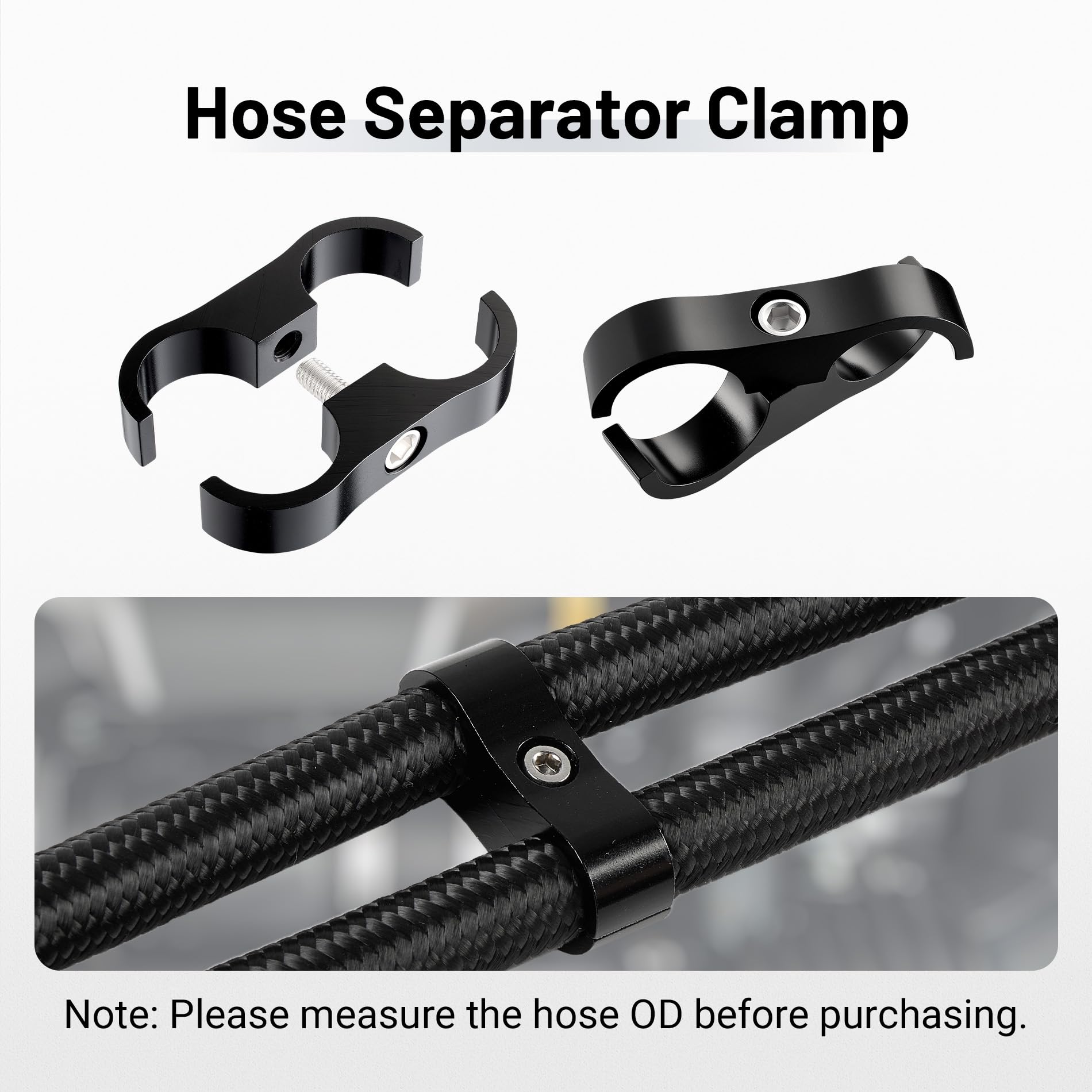 Evil Energy 12An Hose Separator Clamp, An12 Fuel Line Mounting Clamp Aluminum Black 4Pcs