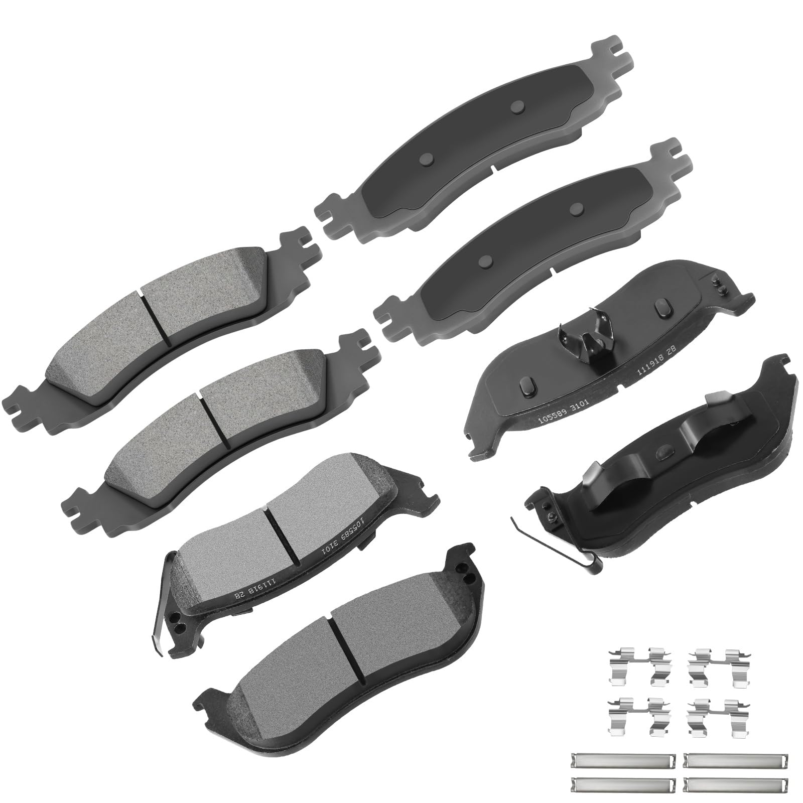 Cciyu D1158 D1109 Front & Rear Semi-Metallic Disc Brake Pads Kit For Ford For Explorer 2006-2010, For Ford For Explorer Sport Tr