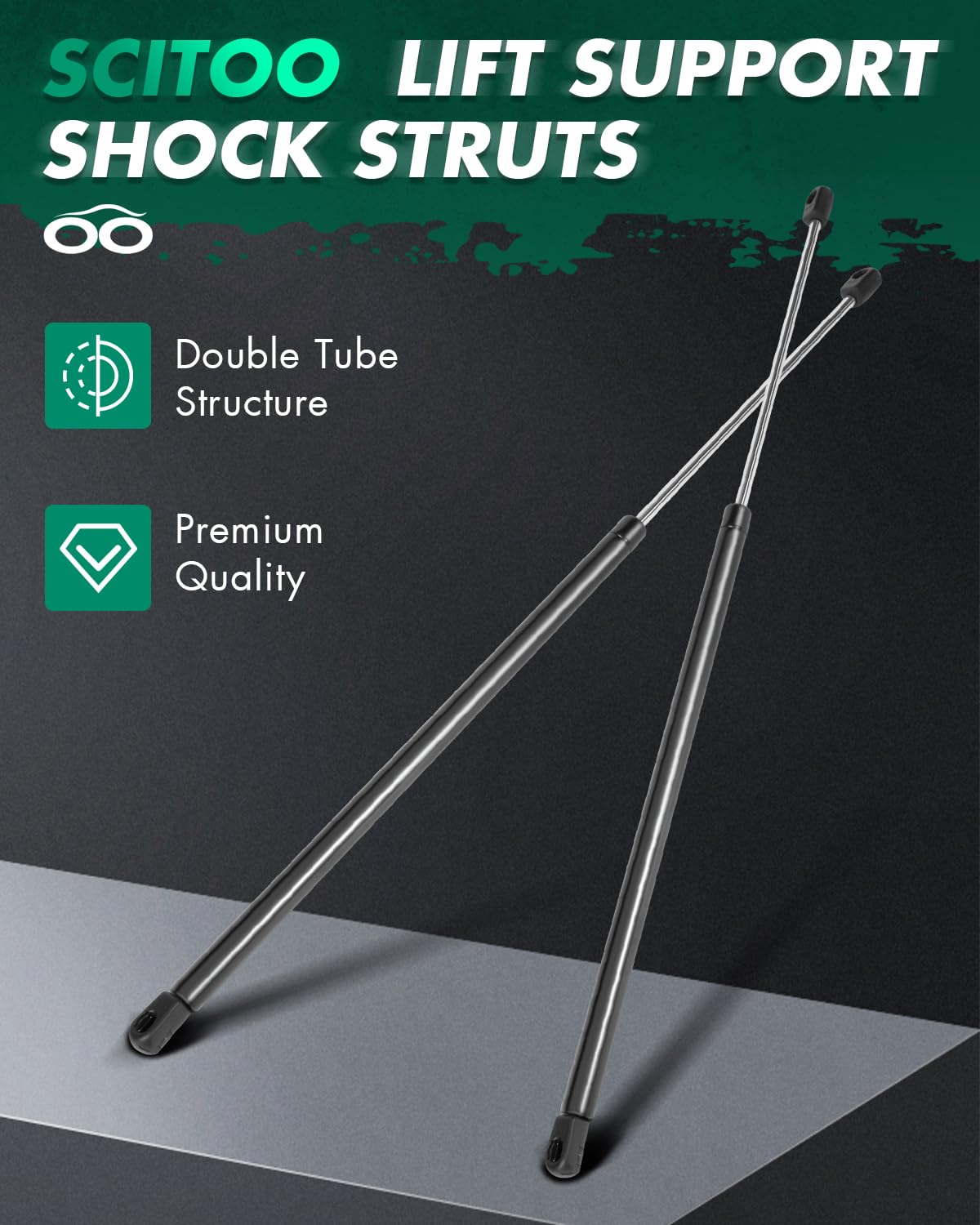 Scitoo 6164 11.3Inch Lift Supports Fit For Buick Enclave 2008-2014 Front Left And Right Hood Shock Struts 2Pcs