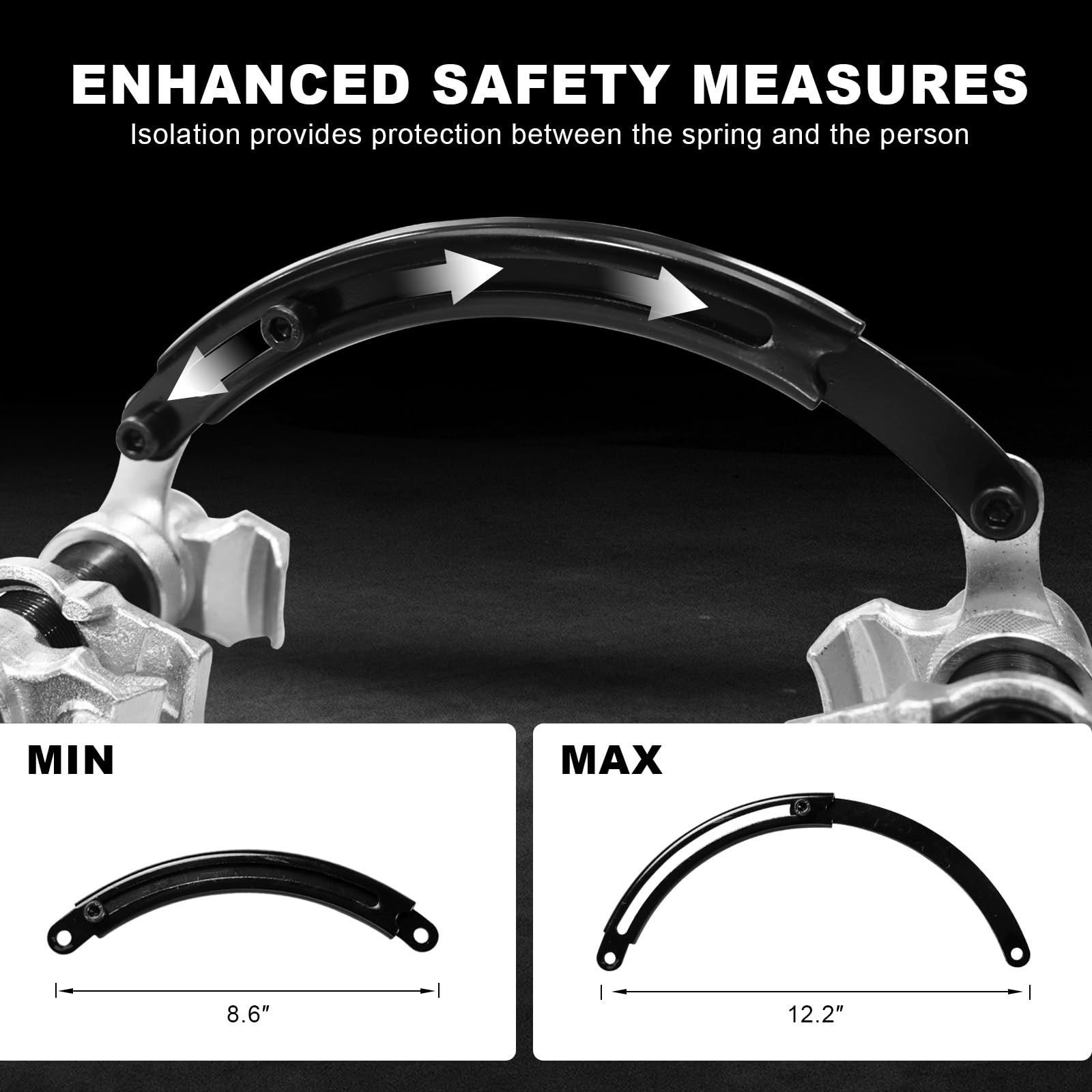 Jack Boss 2-Piece Coil Spring Compressor Tool Heavy Duty Macpherson Strut Spring Compressor Set with Safety Jaws and Holder, Max