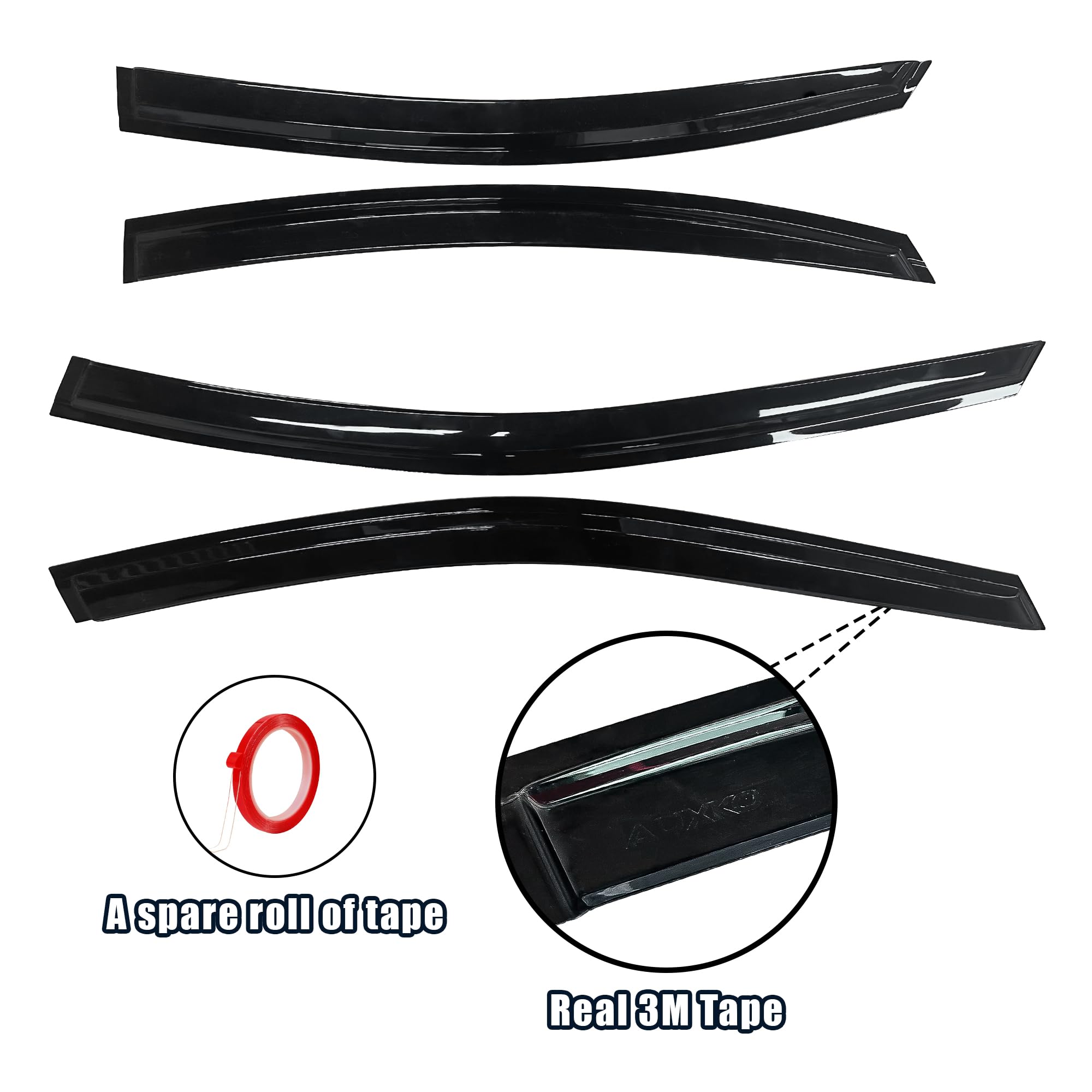 AUXKO Window Rain Guards for Toyota Camry LE XE XLE XSE 2025 2026 - Tape-On Shatterproof Sun Smoke Guard Vent Visor with 3M Doub