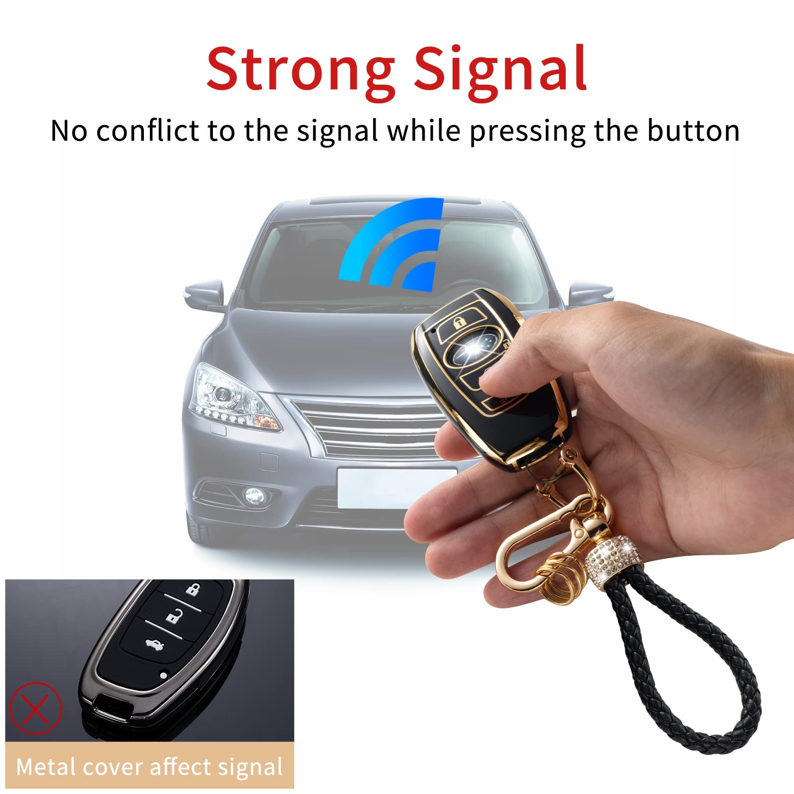 Gematay For Subaru Key Fob Cover With Keychain Lanyard, Soft Tpu Key Fob Protector Compatible With Ascent Brz Crosstrek Forester